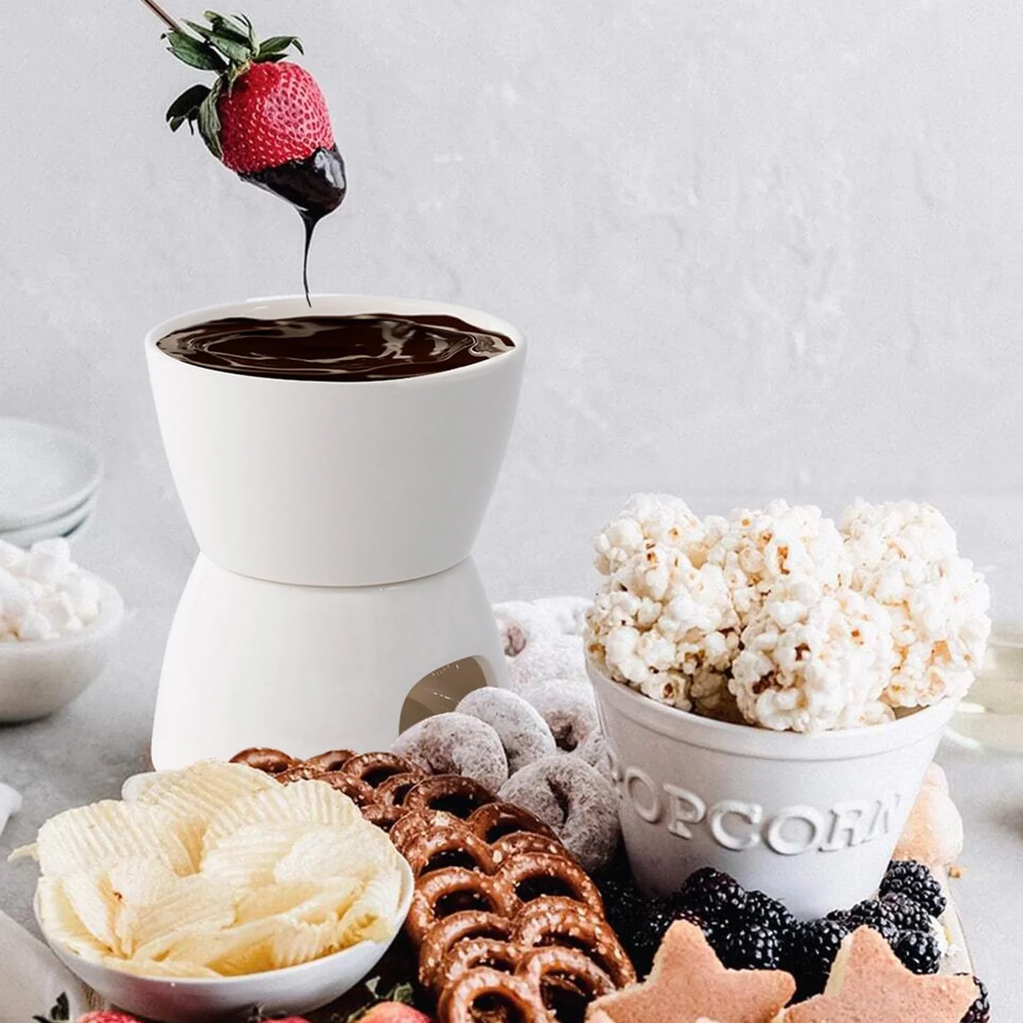 Joeji's Kitchen Fondue Chocolate Candle z kołkiem Świeca i widelcami Mini Fondue Czekolada Świeca Podgrzewana pa