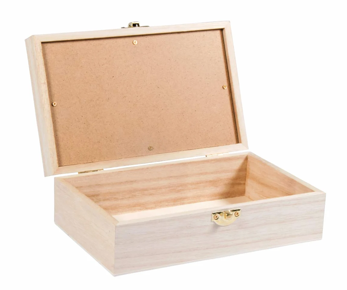 Rayher 62945505 drewniane pudełko z pokrywką, FSC100%, naturalne, 20 x 12,5 x 6,5 cm