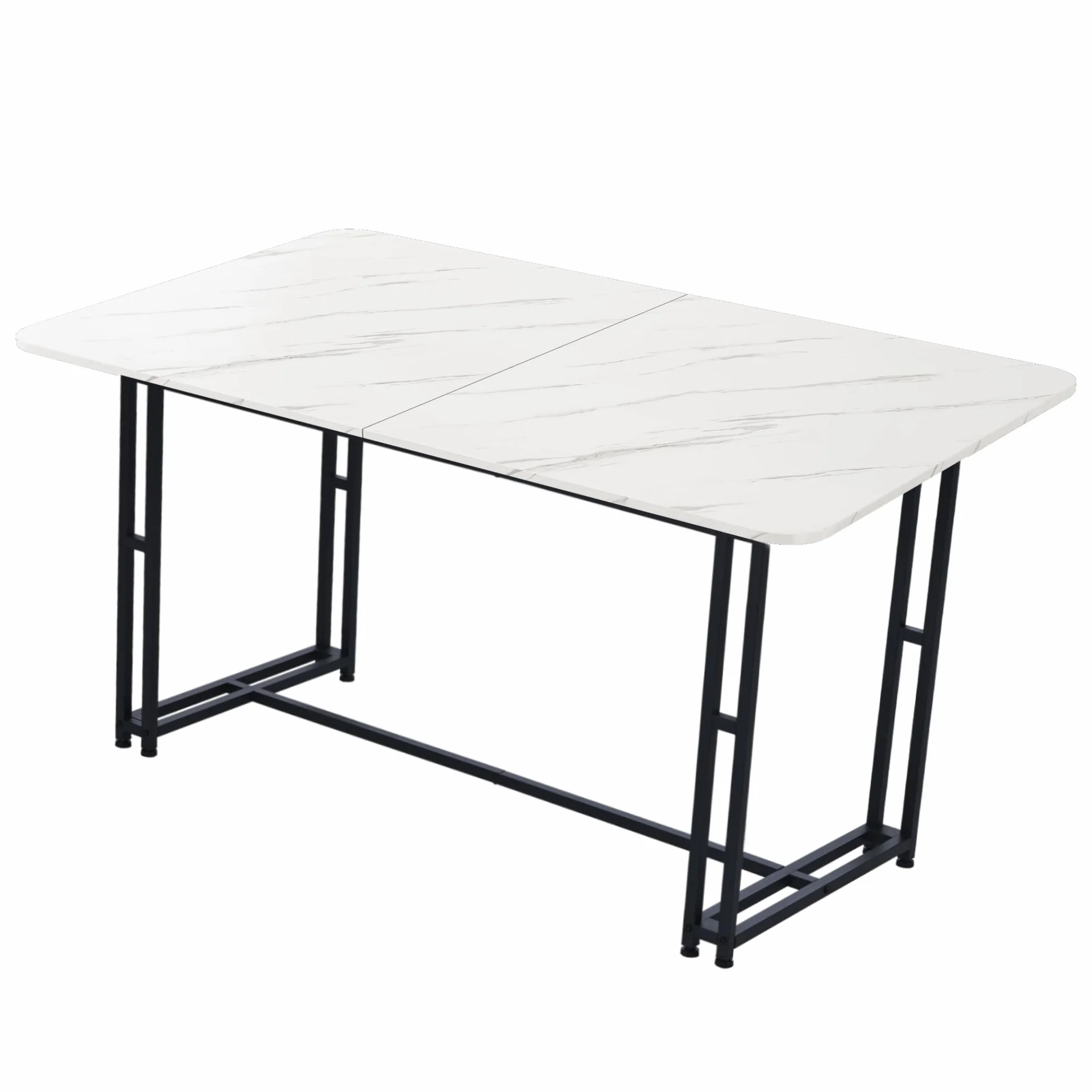 Luksusowy, lekki stół do jadalni, 140 x 80 cm, nowoczesny, prostokątny design, czarna metalowa rama, elegancki stół kuchenny z płyty MDF, do jadalni, salonu, idealny dla rodziny i gości