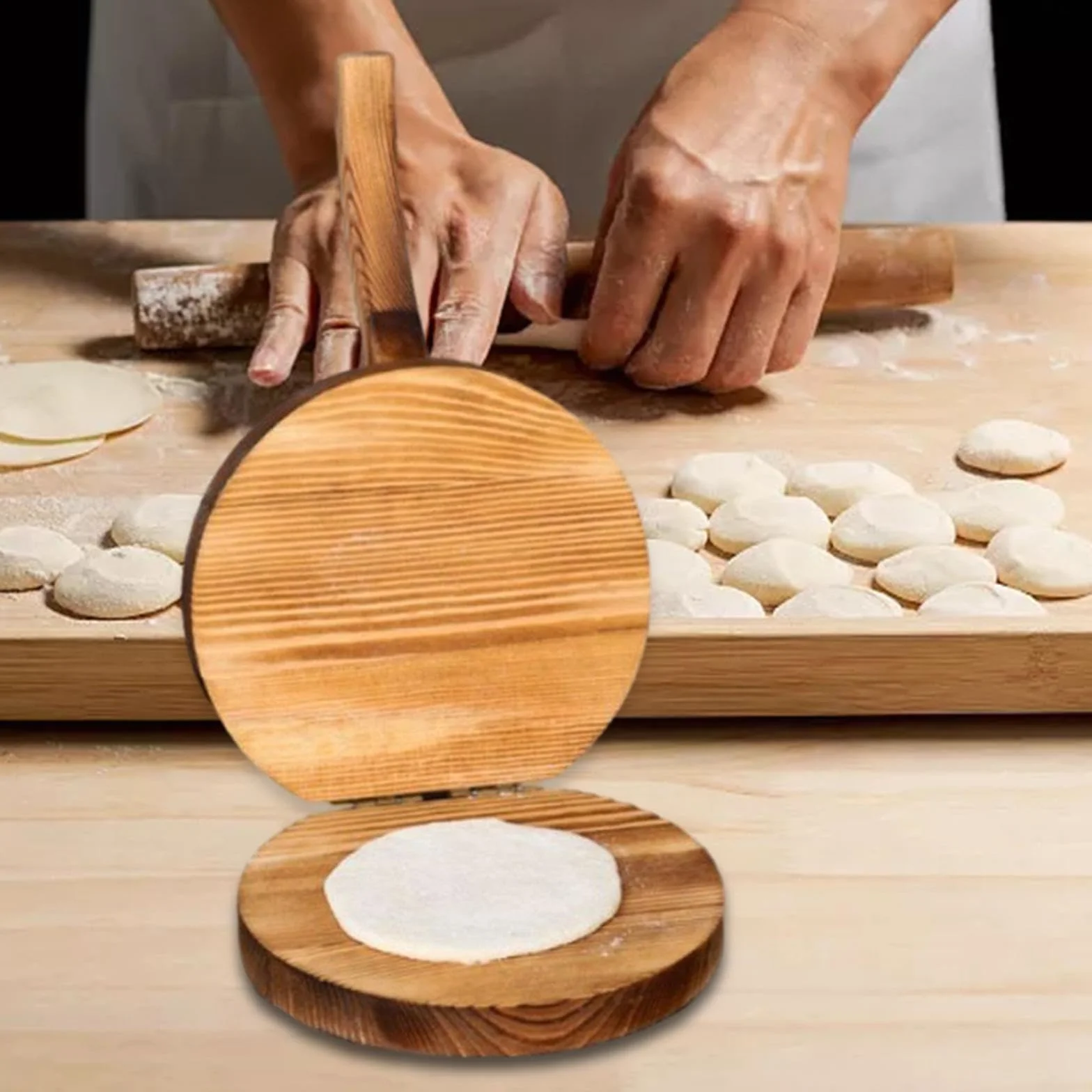 pistro 15 cm drewniana praska do tortilli Roti Maker Bio Wood Tortilla Press Maker Ergonomiczna wielofunkcyjna prasa do ciasta do ravioli tortilli naleśników