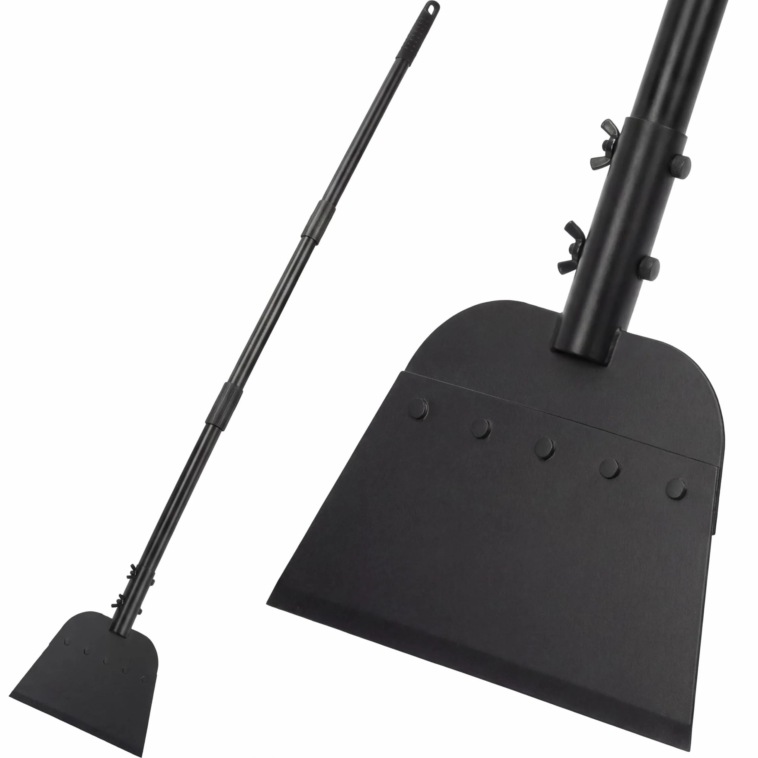 QWORK® Łopata do czyszczenia ogrodu, łopatka ogrodowa, łopata do śniegu, stal, do pielenia, krawędzi i usuwania lodu w zimie, z regulowanym uchwytem