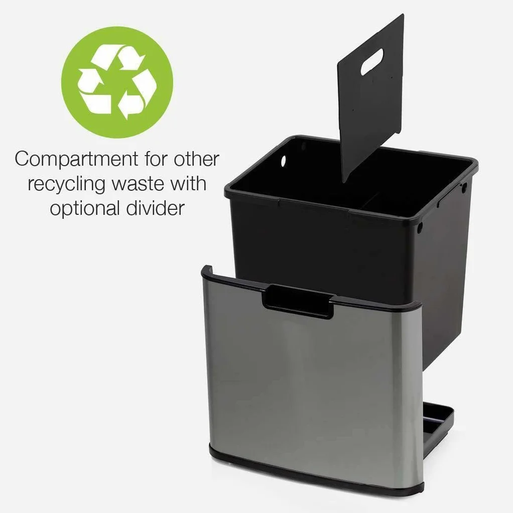 KITCHEN MOVE Automatyczne sortowanie selektywne kosz na śmieci z podwójnym przedziałem 75 l NARVIK błyszczący czarny recykling o dużej pojemności i kosz na śmieci 3 l
