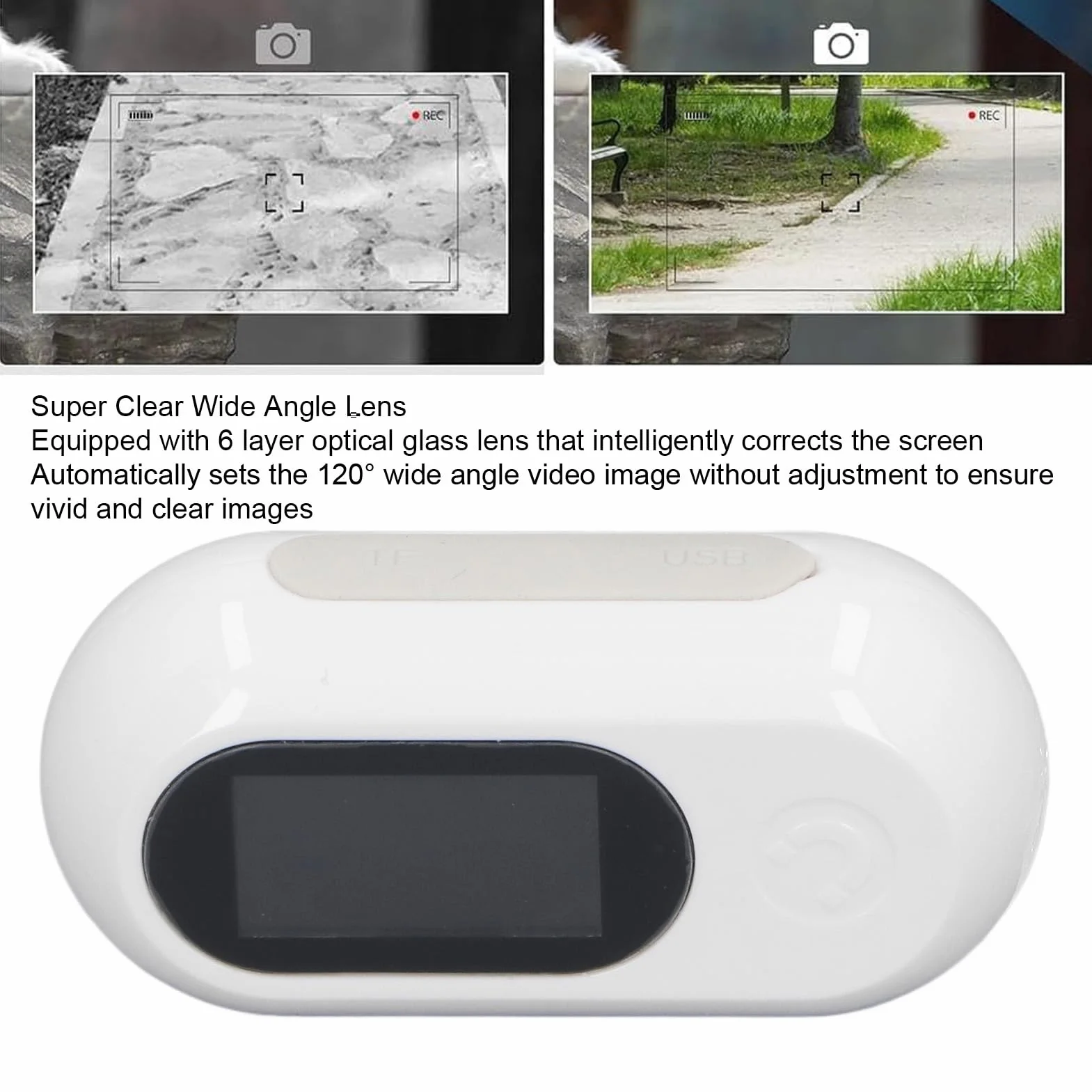 Obroża z Aparatem dla Kota 120° Szerokokątna z Ekranem LCD 0,96 Cala Wielofunkcyjna Kamera na Nadgarstek (BLACK)