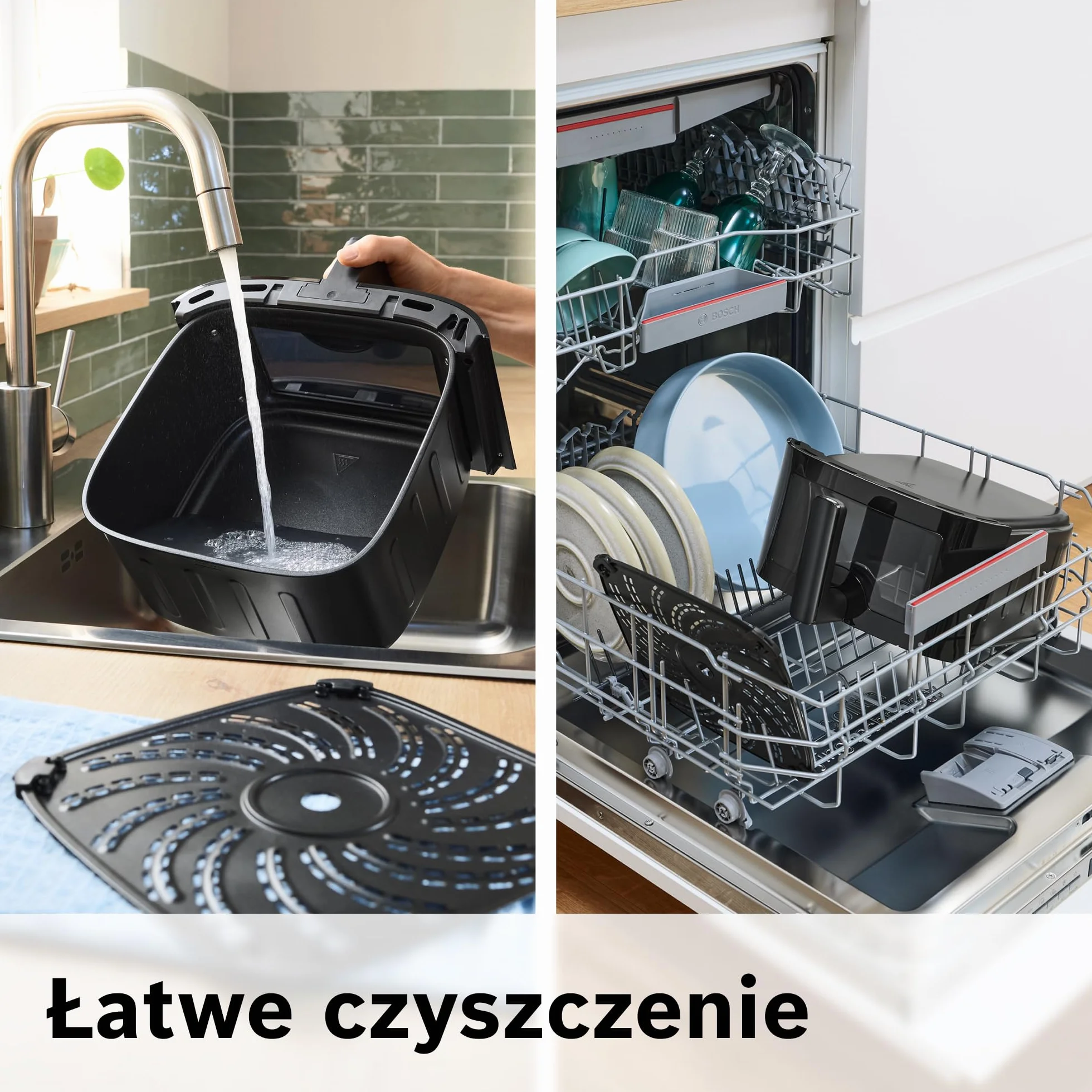Bosch Air Fryer Serie 6, MAF671B0, pojemność XXL 7,2 l, 7 programów, podświetlane okienko, do 65% szybsze gotowanie, czarny