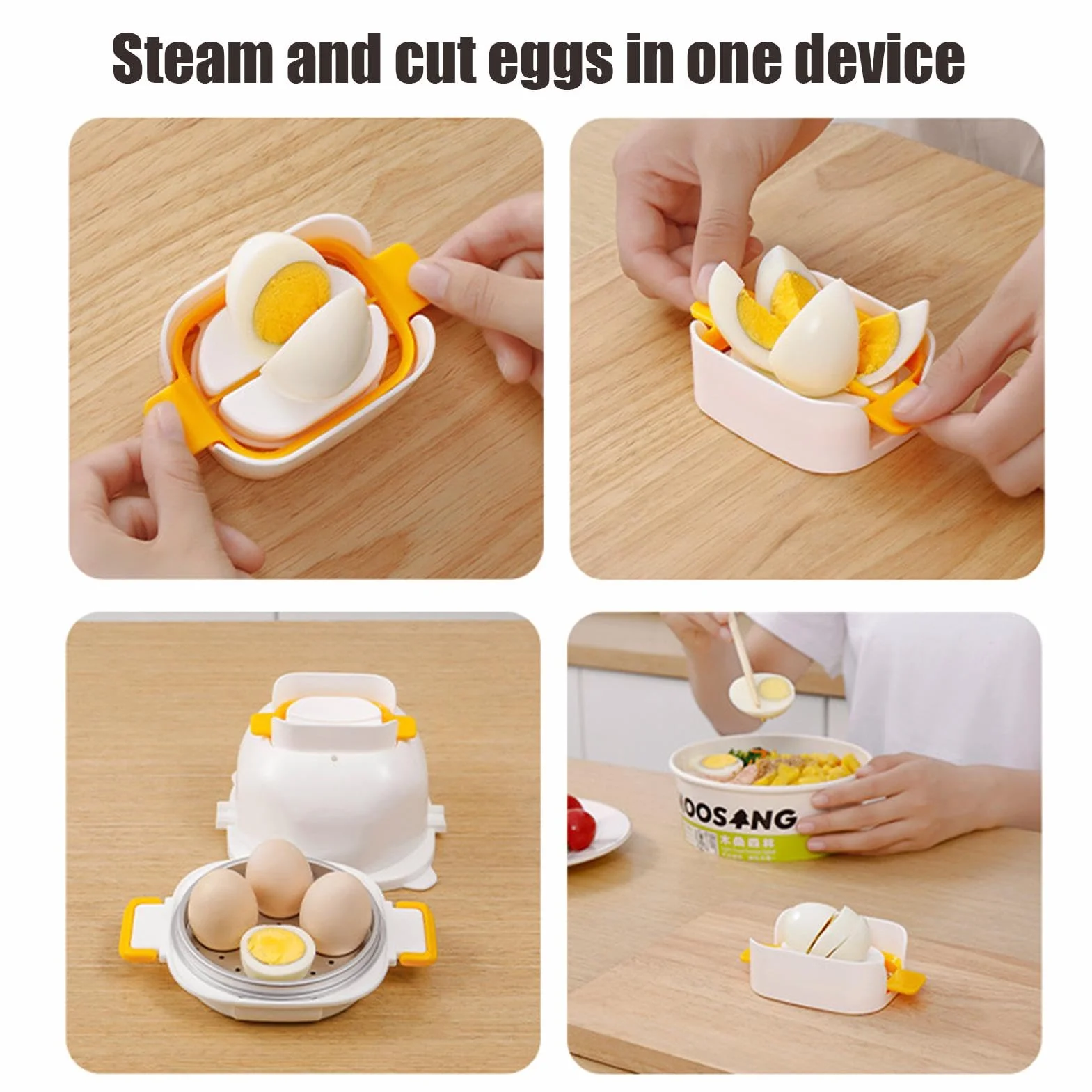 Microwave Egg Cooker with 4 Egg Capacity | Quick Egg Cooking Pod with Egg Cutter | Wielofunkcyjne ?dzie kuchenne do szybkiego przygotowania jaj w domu, pracy lub szkole. Wygodny i kompaktowy