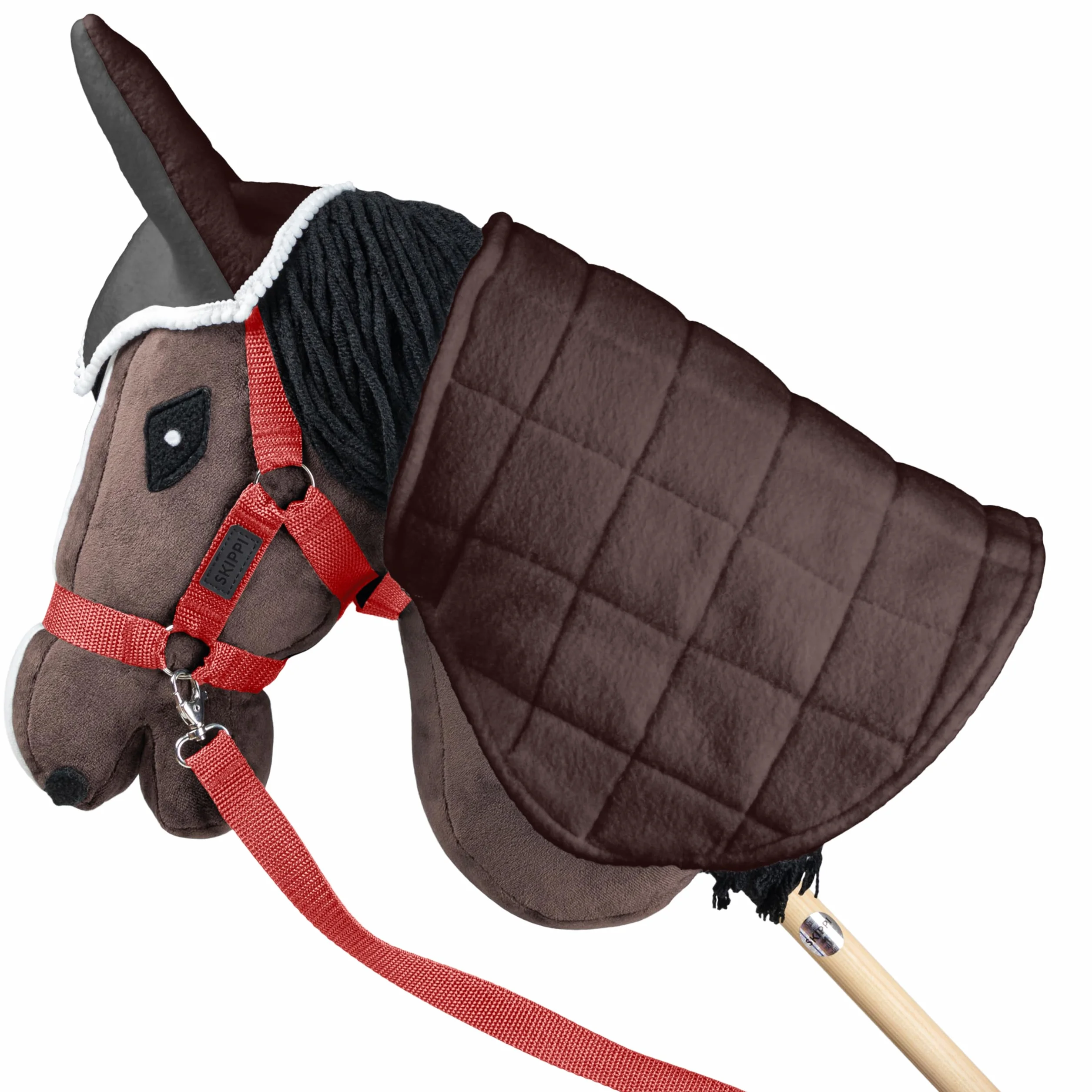 SKIPPI Kantar dla Hobby Horse - Czerwony, Wodze i 2 Futerka, Hobby Horse Akcesoria, Uniwersalny rozmiar