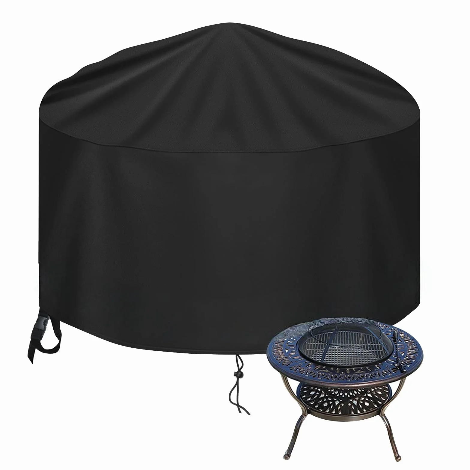 Pokrowiec ochronny na parasol okrągły 90 x 60 cm, 600D Oxford wodoodporny pokrowiec na palenisko okrągły pokrowiec na palenisko grillowe, czarny