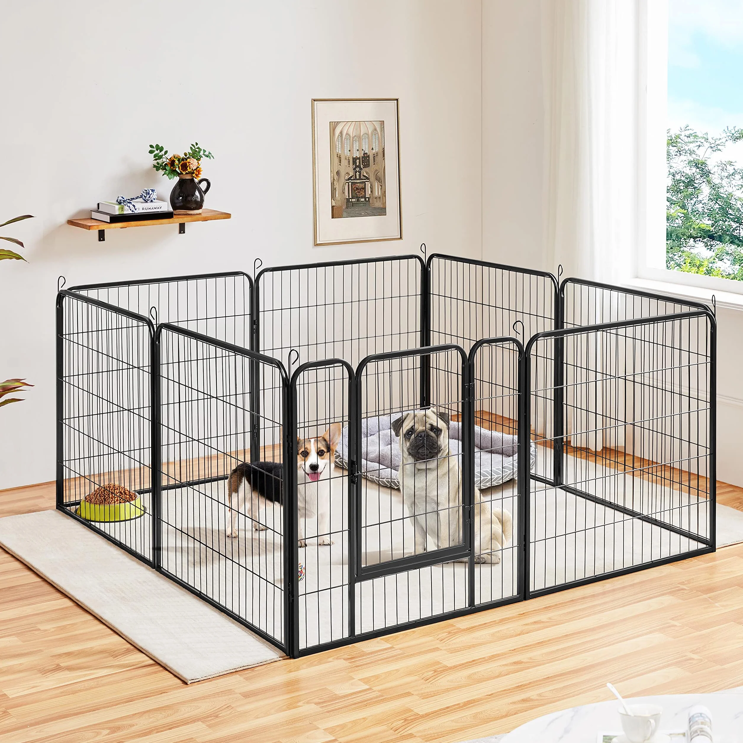 Yaheetech Kojec dla Szczeniaków 8 Kratek 80x80 cm z Drzwiami Wybieg dla Zwierząt