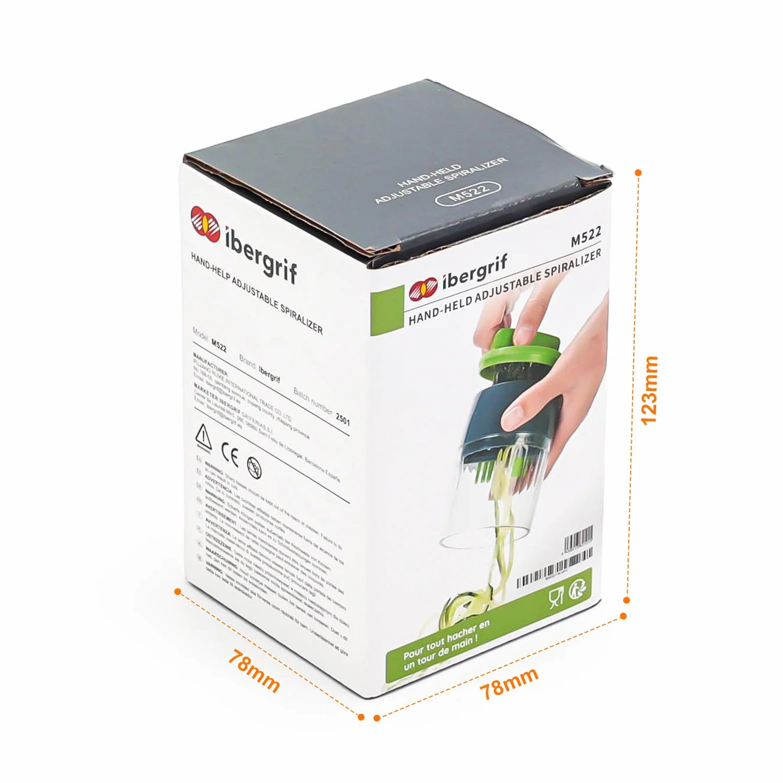Ibergrif M522 spiralizer do warzyw, maszyna do spaghetti z cukinii ulepszona, spiralizer do cukinii wolny od BPA, nadaje się do zmywarki, 4 w 1 do krojenia cukinii, odpowiedni do ogórków i cukinii