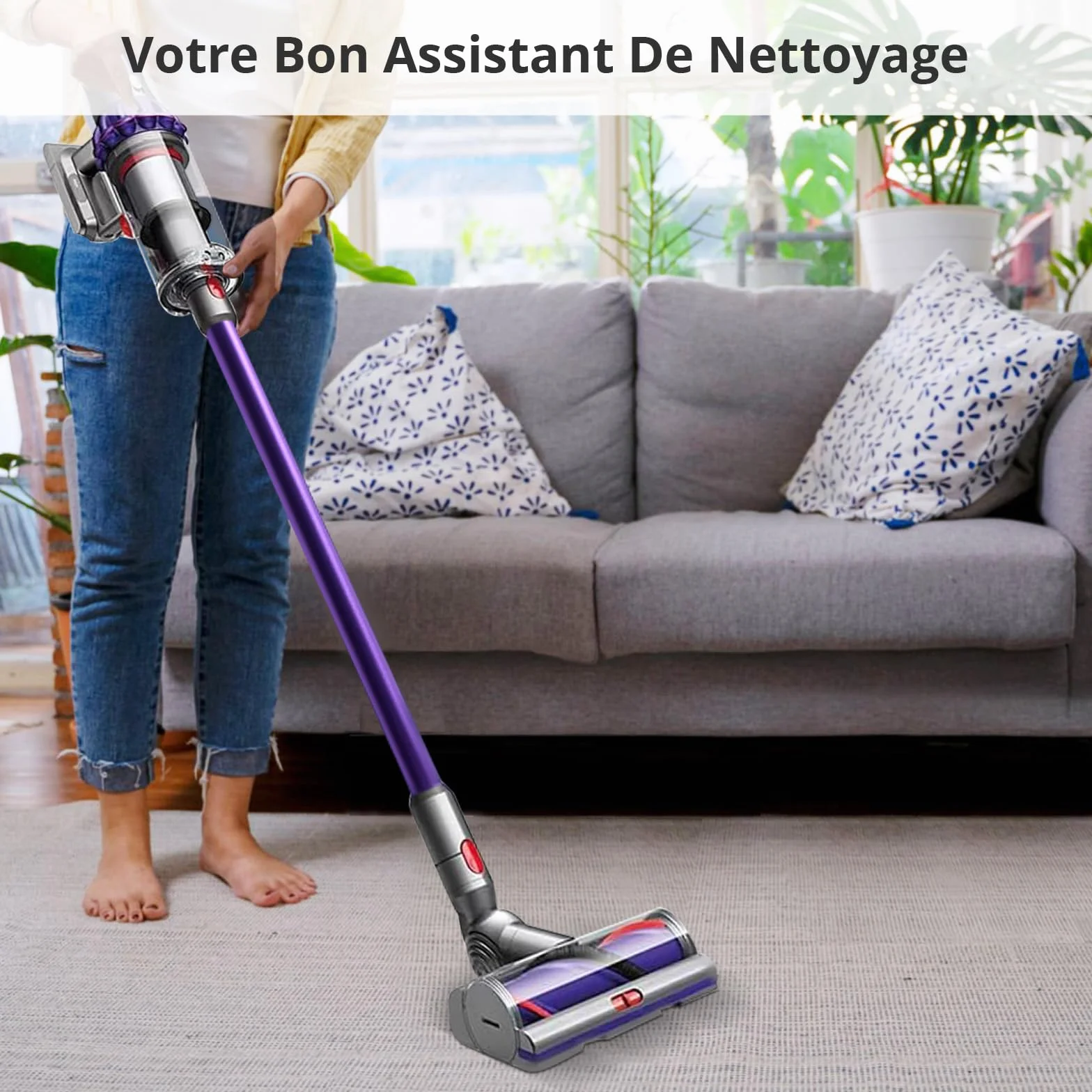Rura Teleskopowa Kompatybilna z Dyson V15, V11, V10, V8, V7 - Rura Przedłużająca do Odkurzacza z 2 Małymi Szczotkami, 73 x 5 x 5 cm