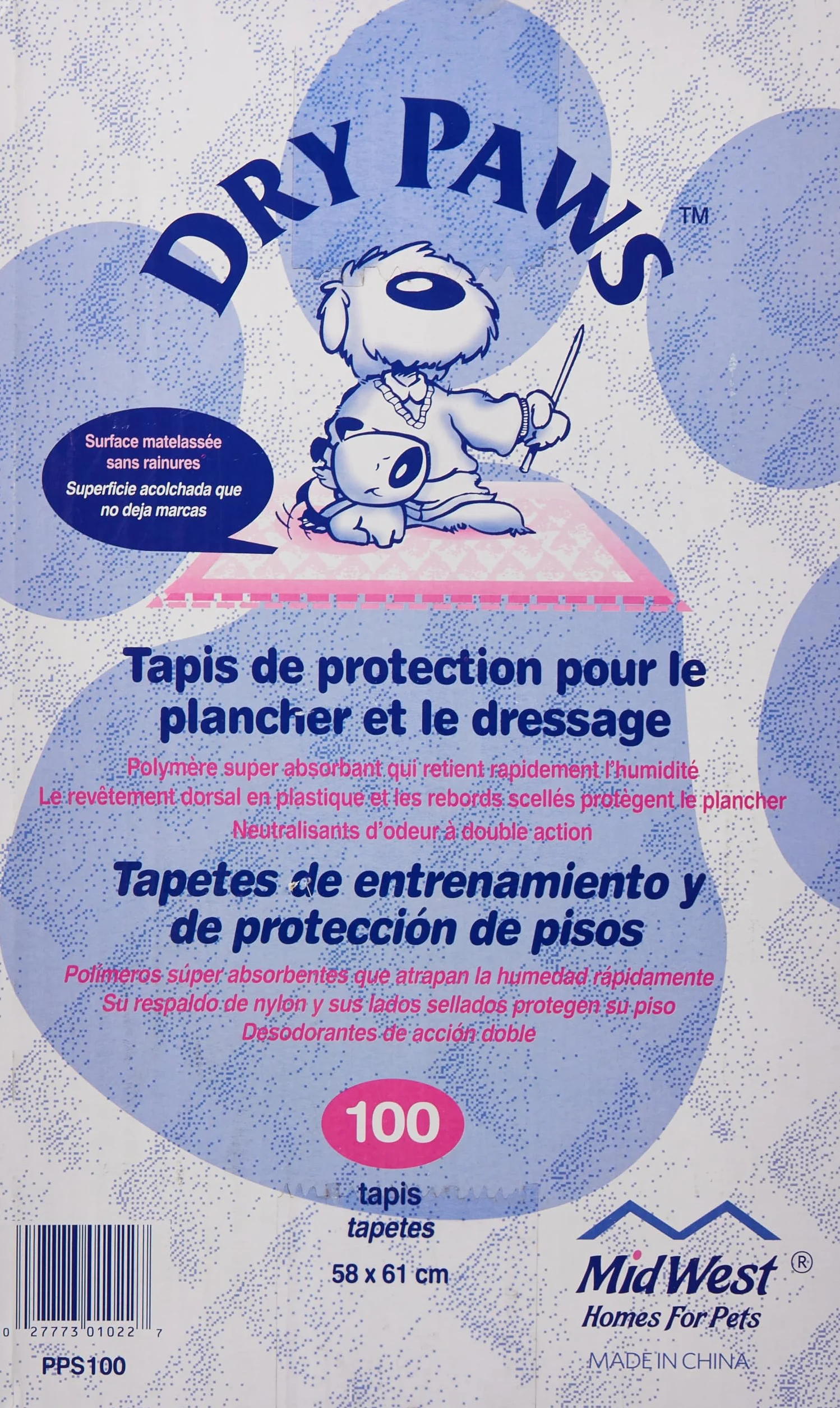 Midwest Homes For Pets Dry Paws Wodoodporny Podkład dla Zwierząt, Biały/Różowy, 58 x 61 cm/100 Sztuk