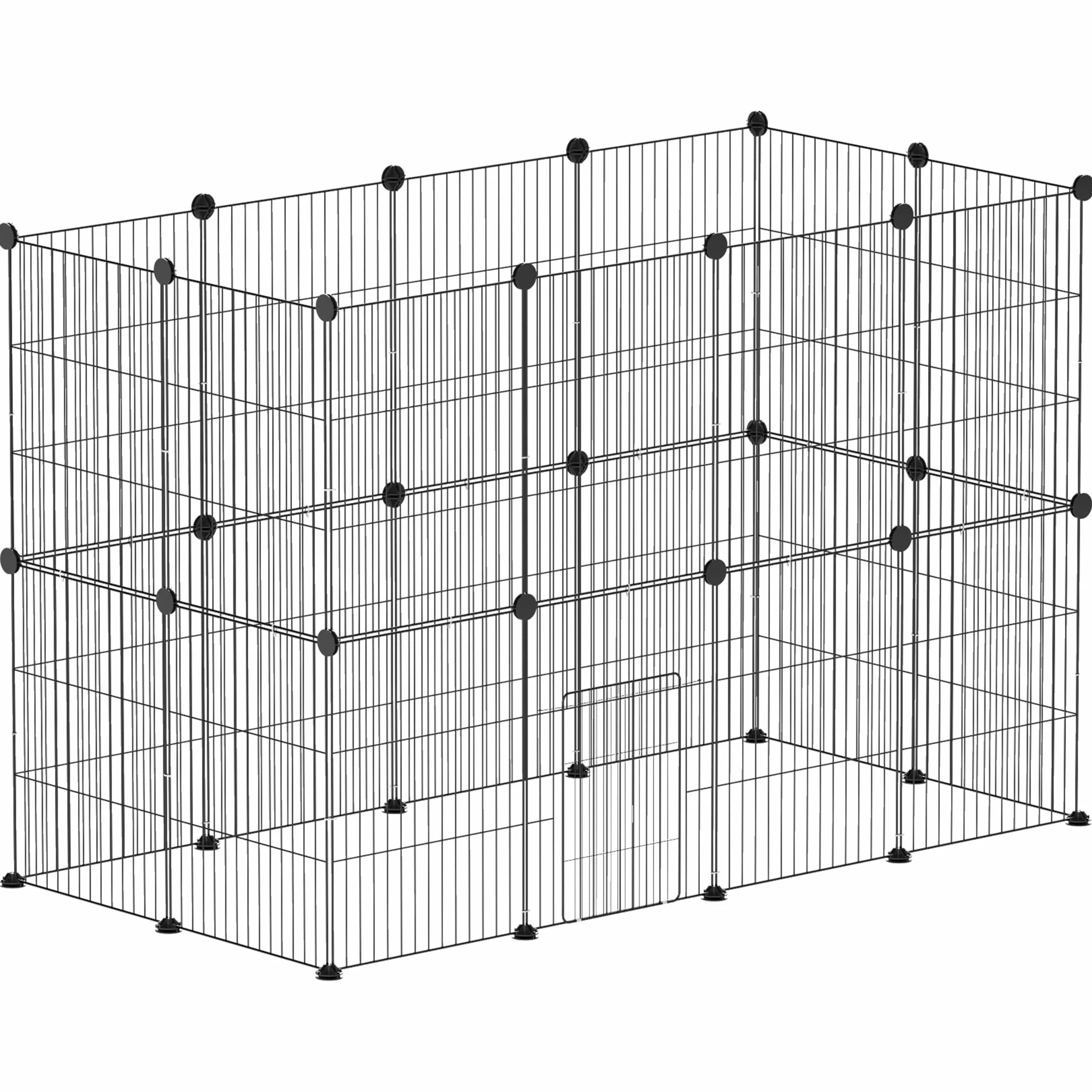 PawHut Obudowa dla zwierząt 24 panele stalowa kratka 120 x 60 x 80 cm czarna