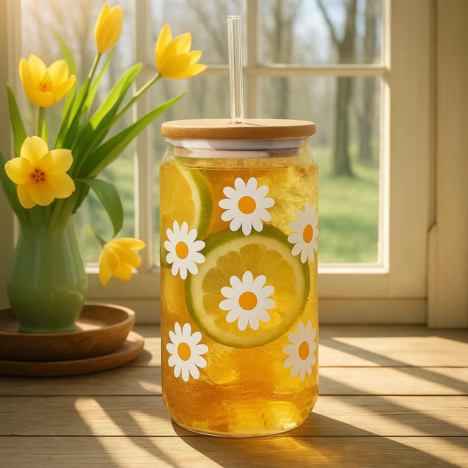APOMOONS szklanka 480 ml z rurką i pokrywką, estetyczne szklanki ze słomką i pokrywką, szklanka do matcha, szklanka do matcha latte na smoothie i napoje