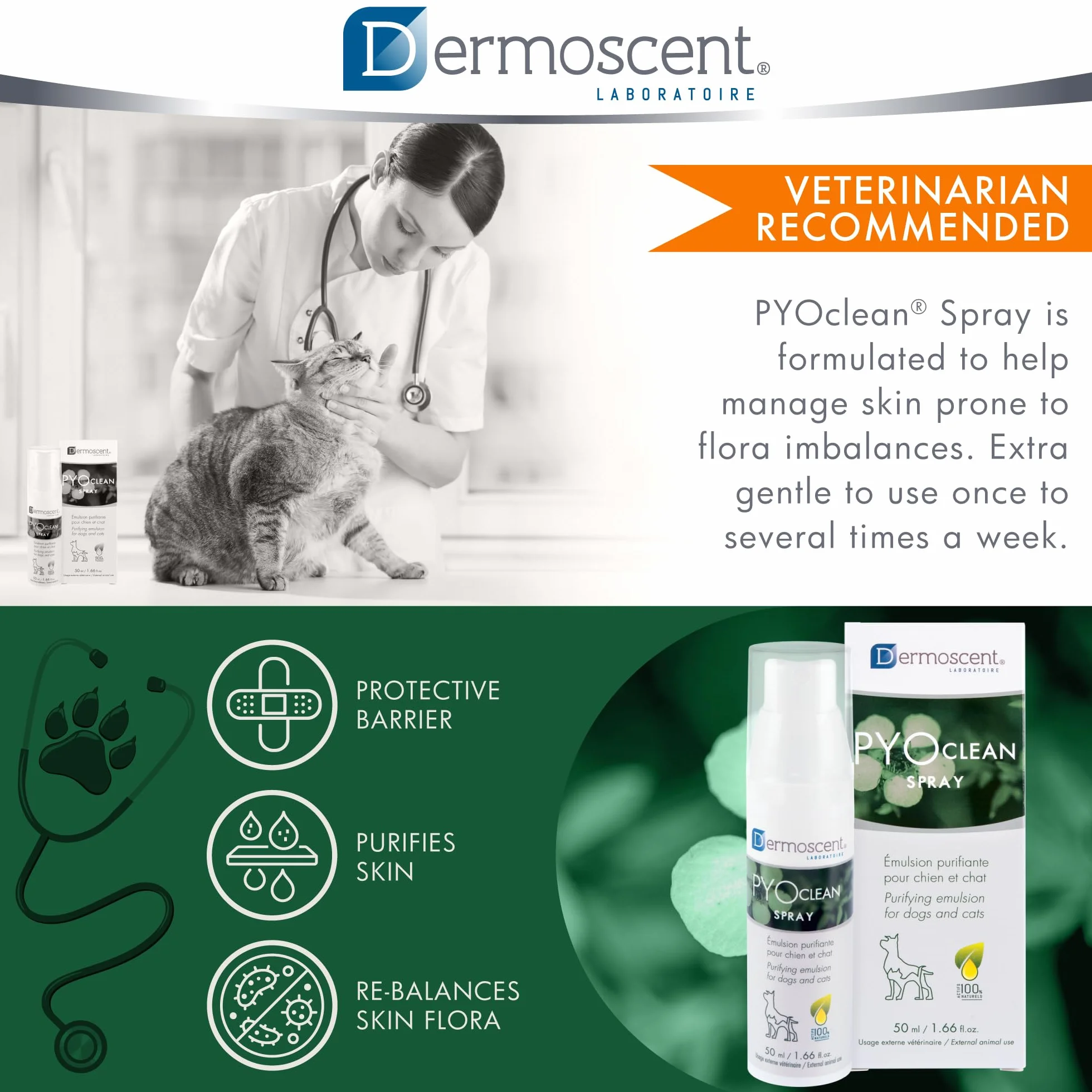 Dermoscent PYOclean Spray dla psów i kotów – 50 ml