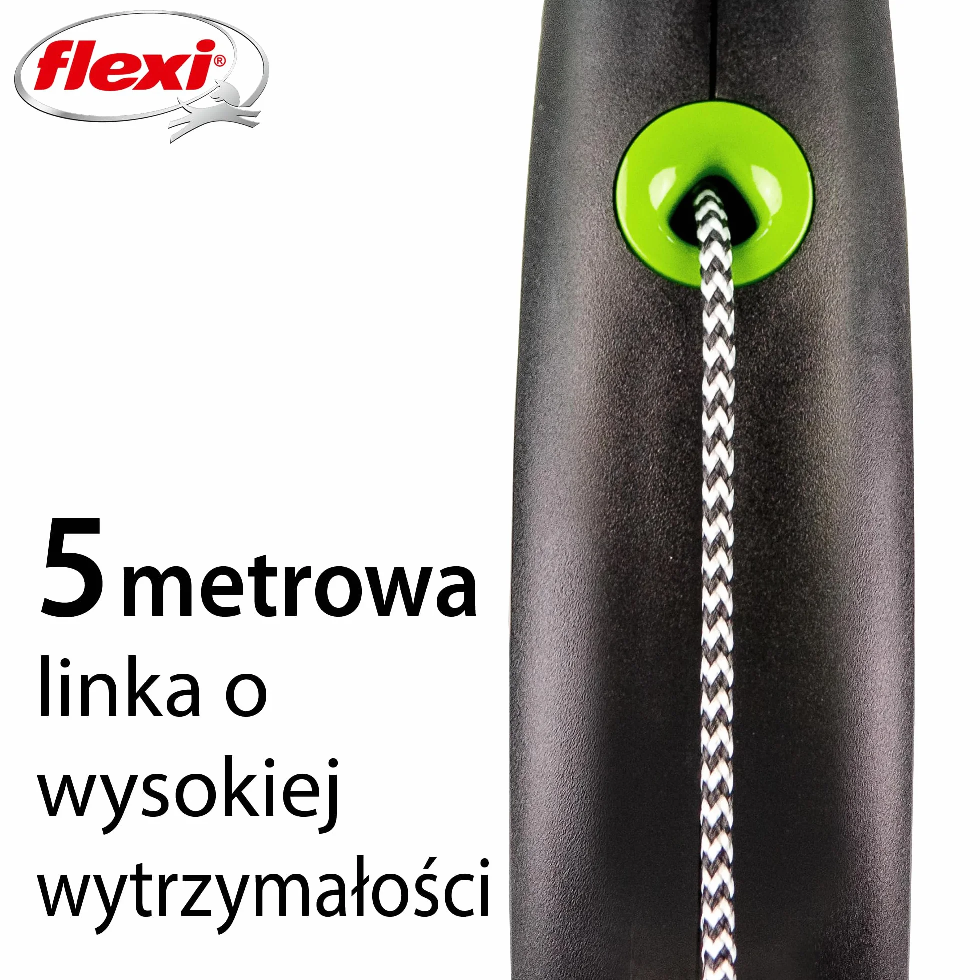 flexi smycz automatyczna Black Desing linka M 5m zielona
