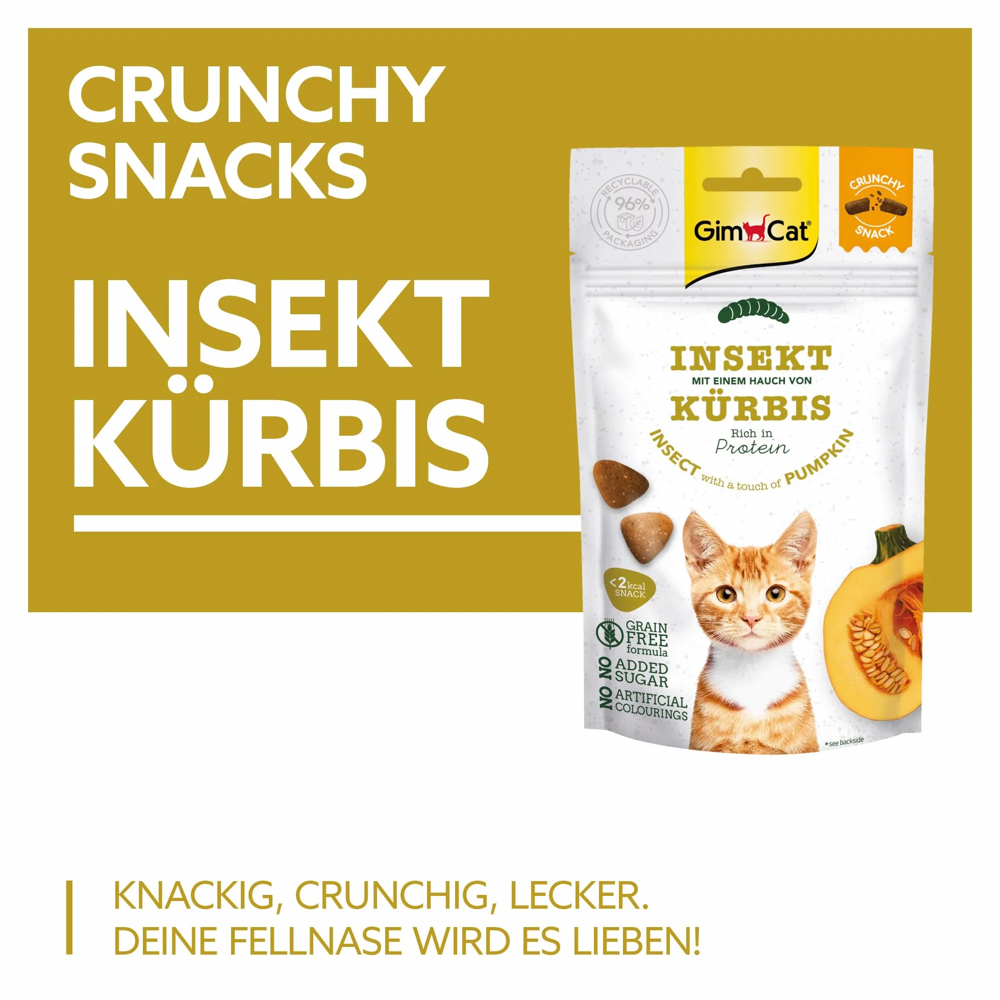 GimCat Crunchy Snacks owad z dynią – chrupiące przysmaki dla kota 50 g