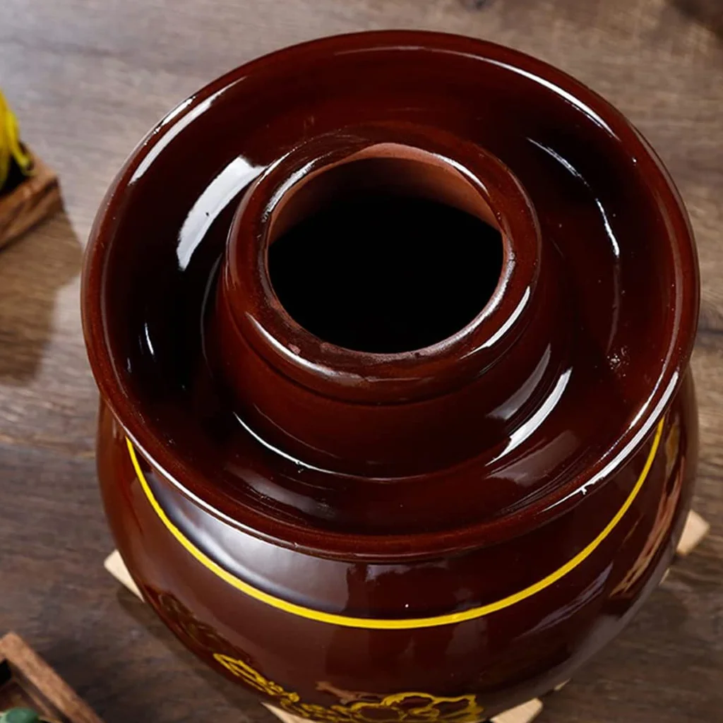 Ceramiczny słoik na marynaty z pokrywkami, duży tradycyjny chiński porcelanowy słoik do marynowania, ceramiczny garnek fermentacyjny z uszczelką wodną pokrywką śluzy powietrznej, garnek z kapustą