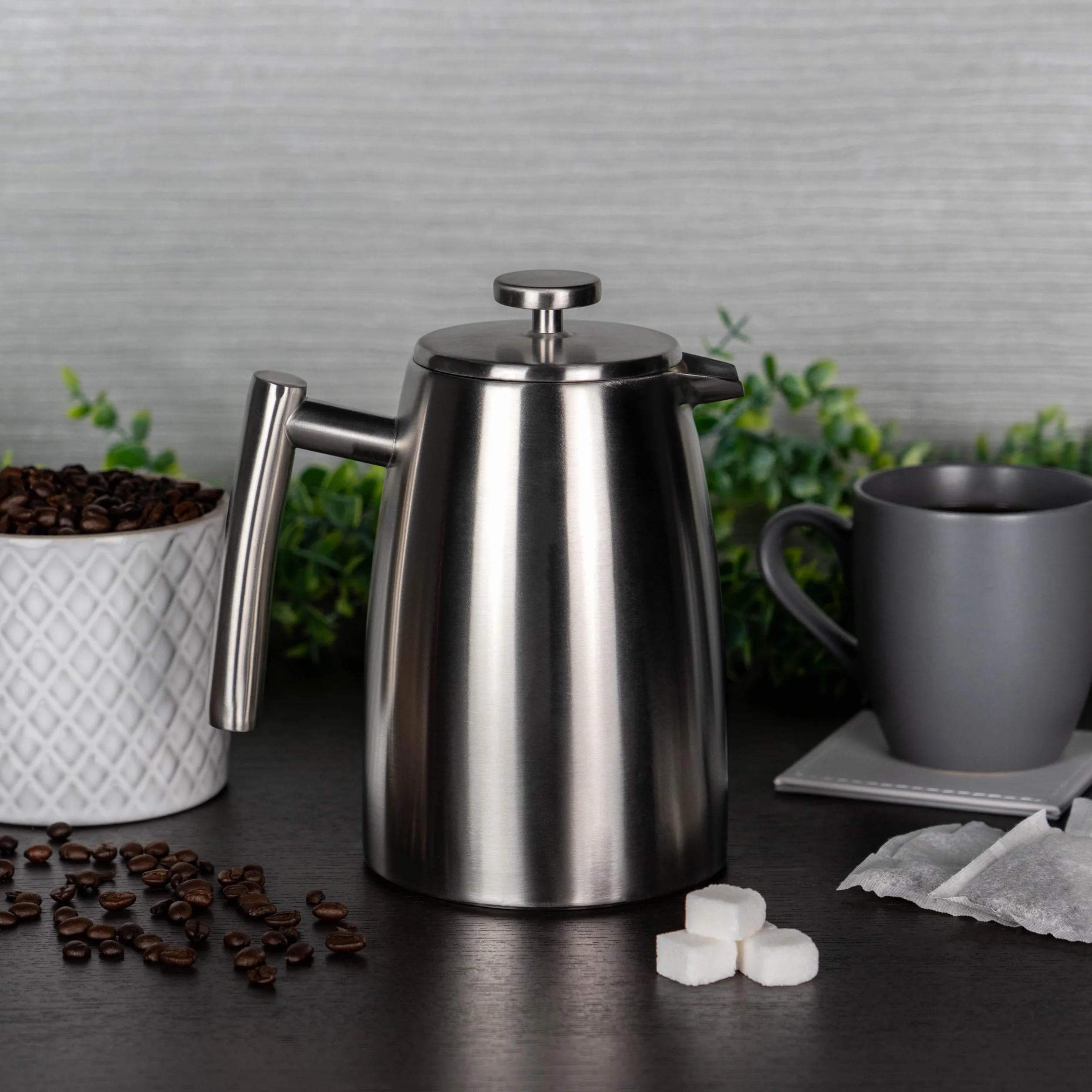 HFD-16 Belmont 16 filiżanek podwójne ścianki ekspres do kawy Cafetiere, wykończenie lustrzane, 2 litry