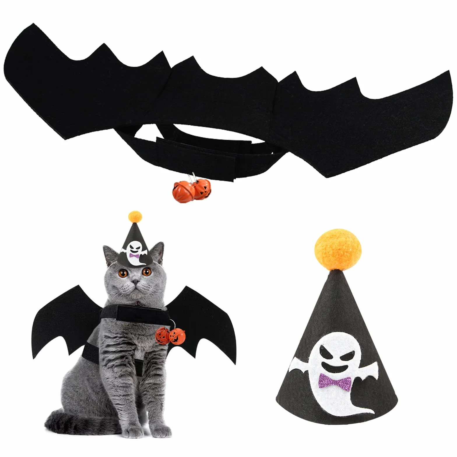 Kostium na Halloween dla zwierząt domowych, skrzydła nietoperza dla kota kostiumy dla kota na cosplay karnawał