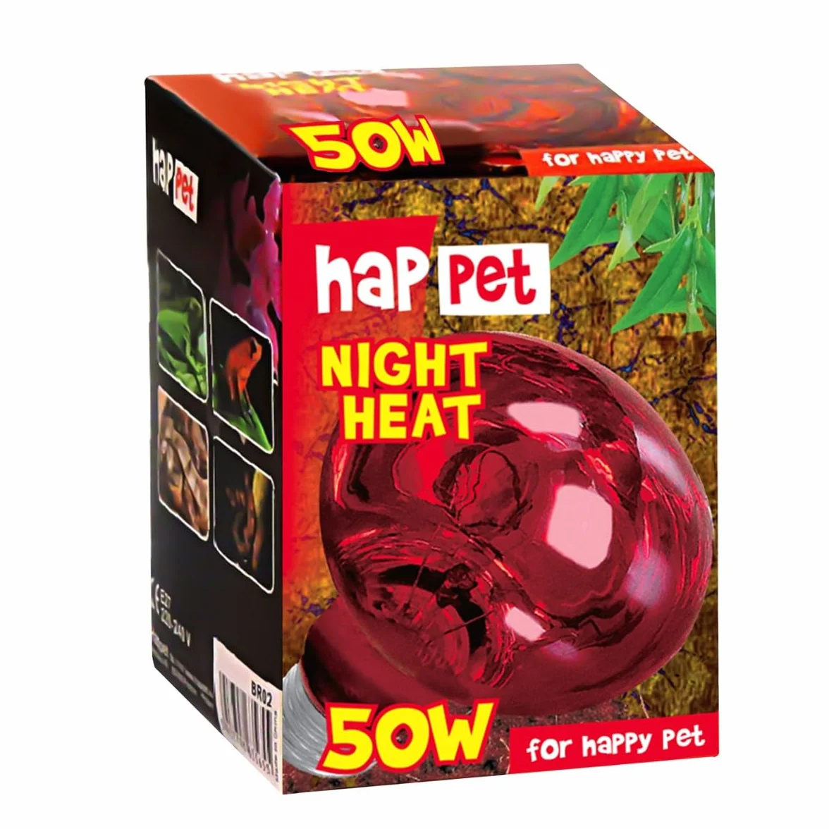 HAPPET Terra Night Heat 50W żarówka grzewcza do terrarium E27 czerwona – nocna lampa grzewcza dla gadów, naturalne ciepło bez zakłócania rytmu dnia i nocy, obserwacja nocna