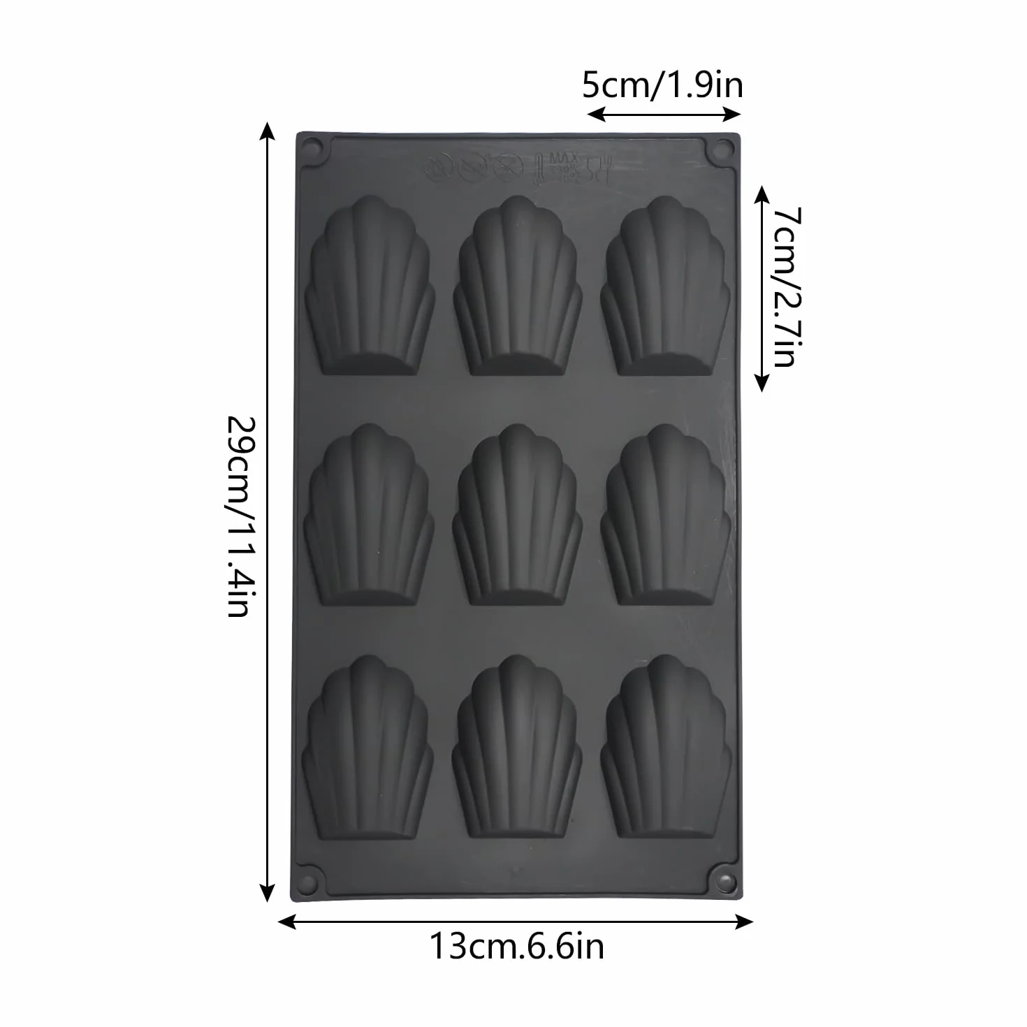 YXHZVON 2 sztuki formy do pieczenia Madeleine, silikonowe formy do Madeleines z 9 zagłębieniami, forma Madeleena do ciast, czekolady, słodyczy i ciasteczek (czarne)
