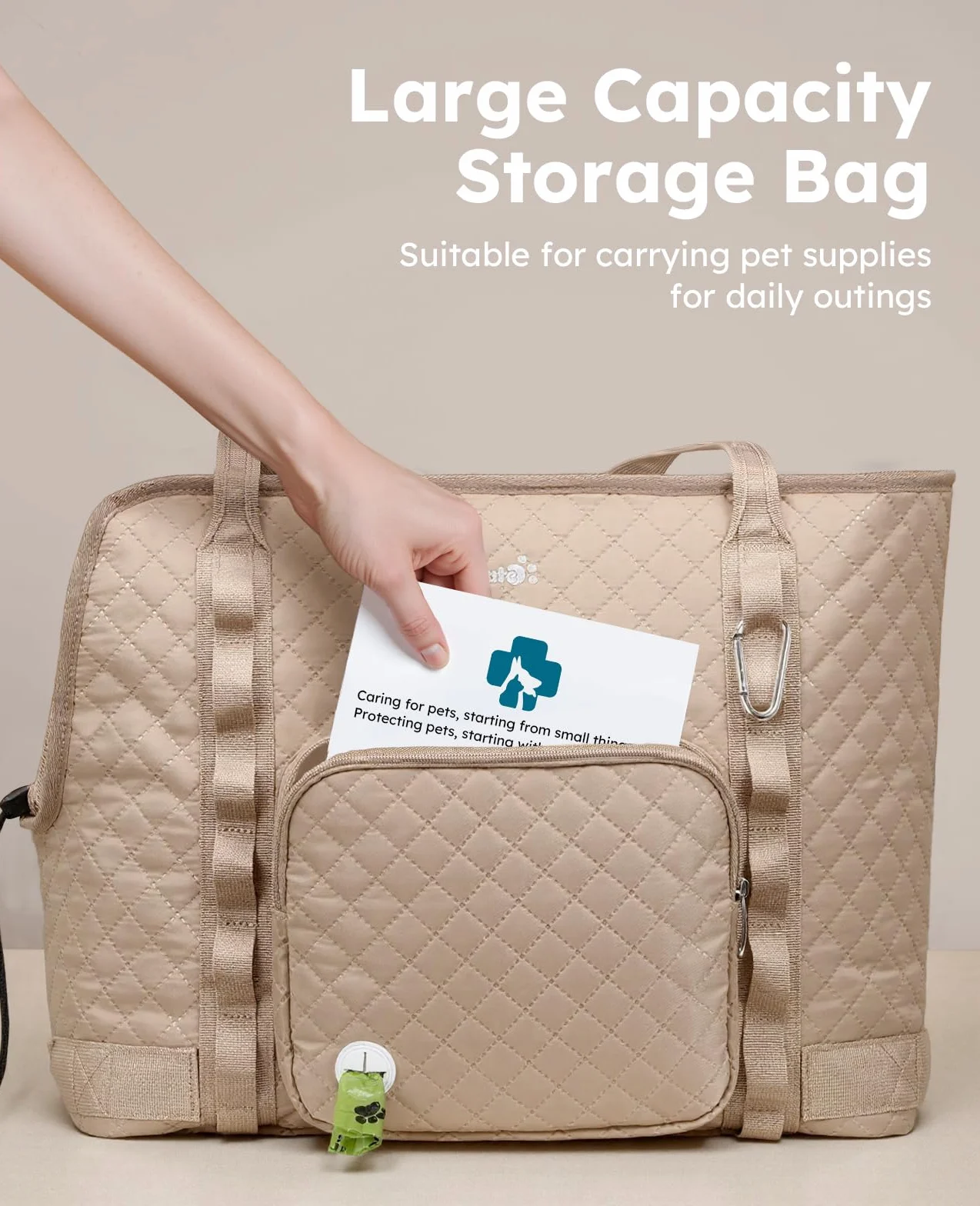pecute Torba dla małych psów, 5 kg, torba do noszenia psa, lekka, składana, torba transportowa dla psów, torba transportowa na podróż, khaki, XL