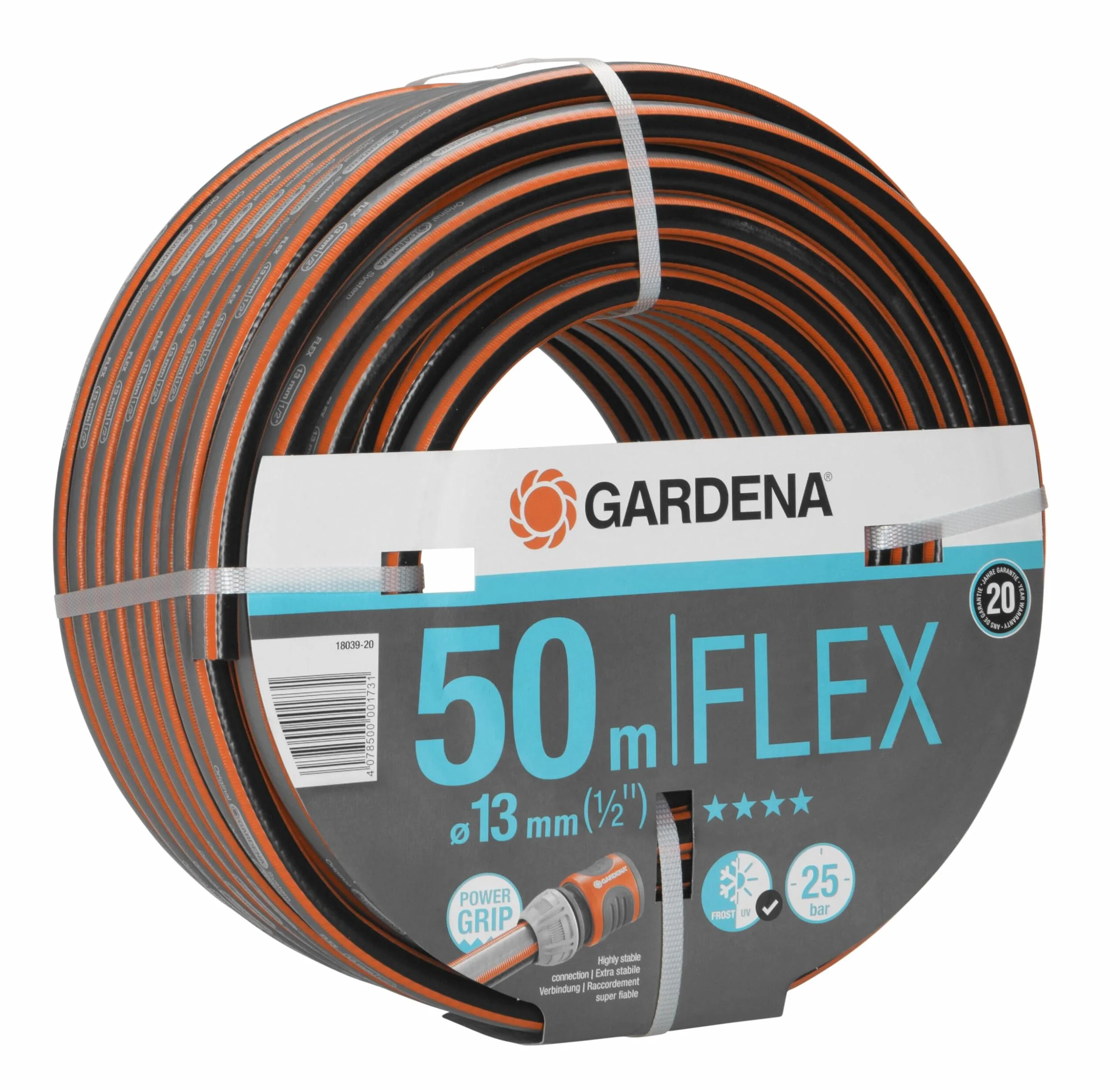Gardena Comfort FLEX wąż 13 mm (1/2"), 50 m: odporny na odkształcenia, elastyczny wąż ogrodowy, Power Grip, oplot spiralny, ciśn. rozrywające 25 barów, bez elementów systemowych, zapakowany (18039-20)