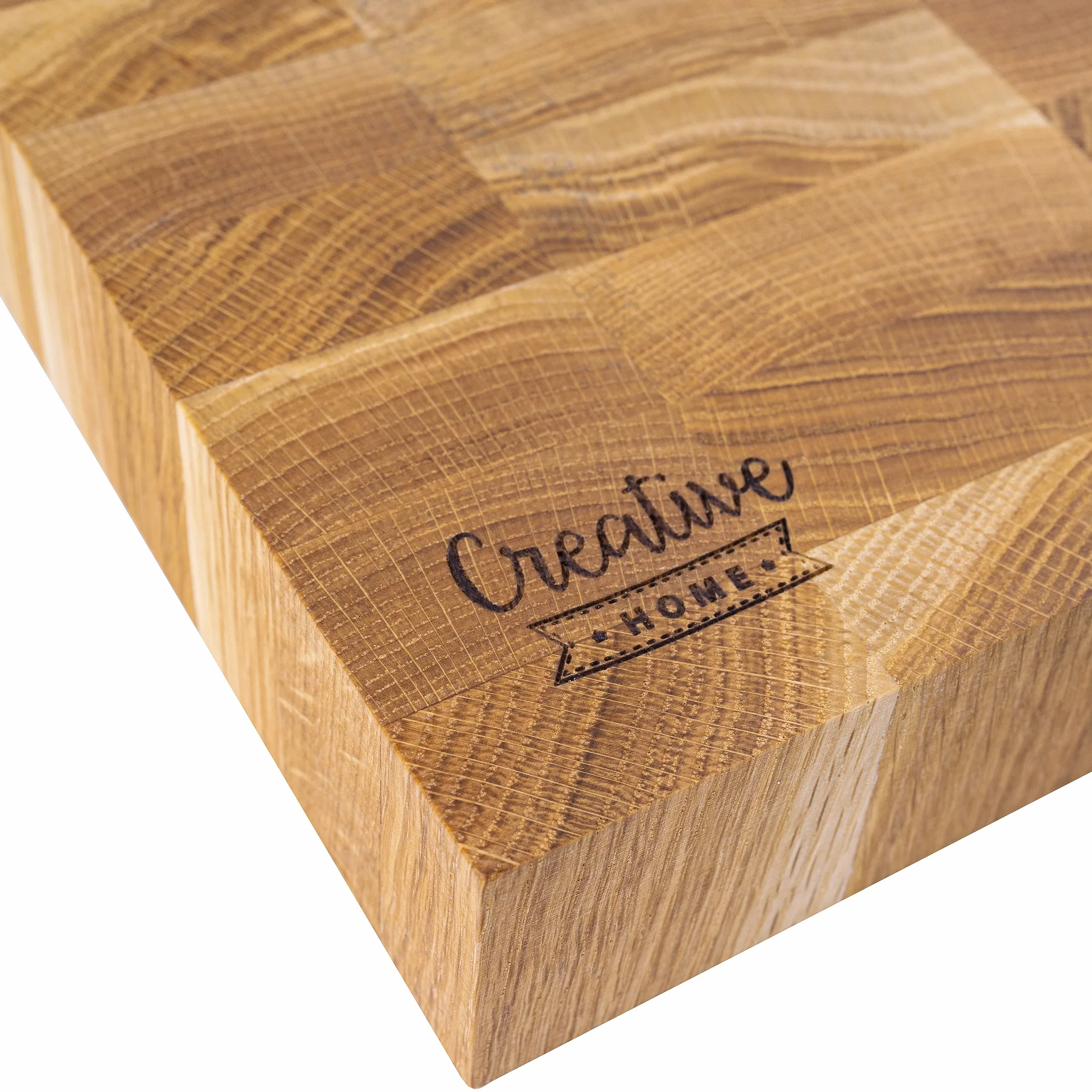 Creative Home Dębowa Deska do Krojenia | 32 x 24 x 4 cm | Naturalne Drewno Dębowe | Prostokątna Duża Profesjonalna Deska Rzeźnicza | Odwracalna | Idealna do Kuchni, Restauracji