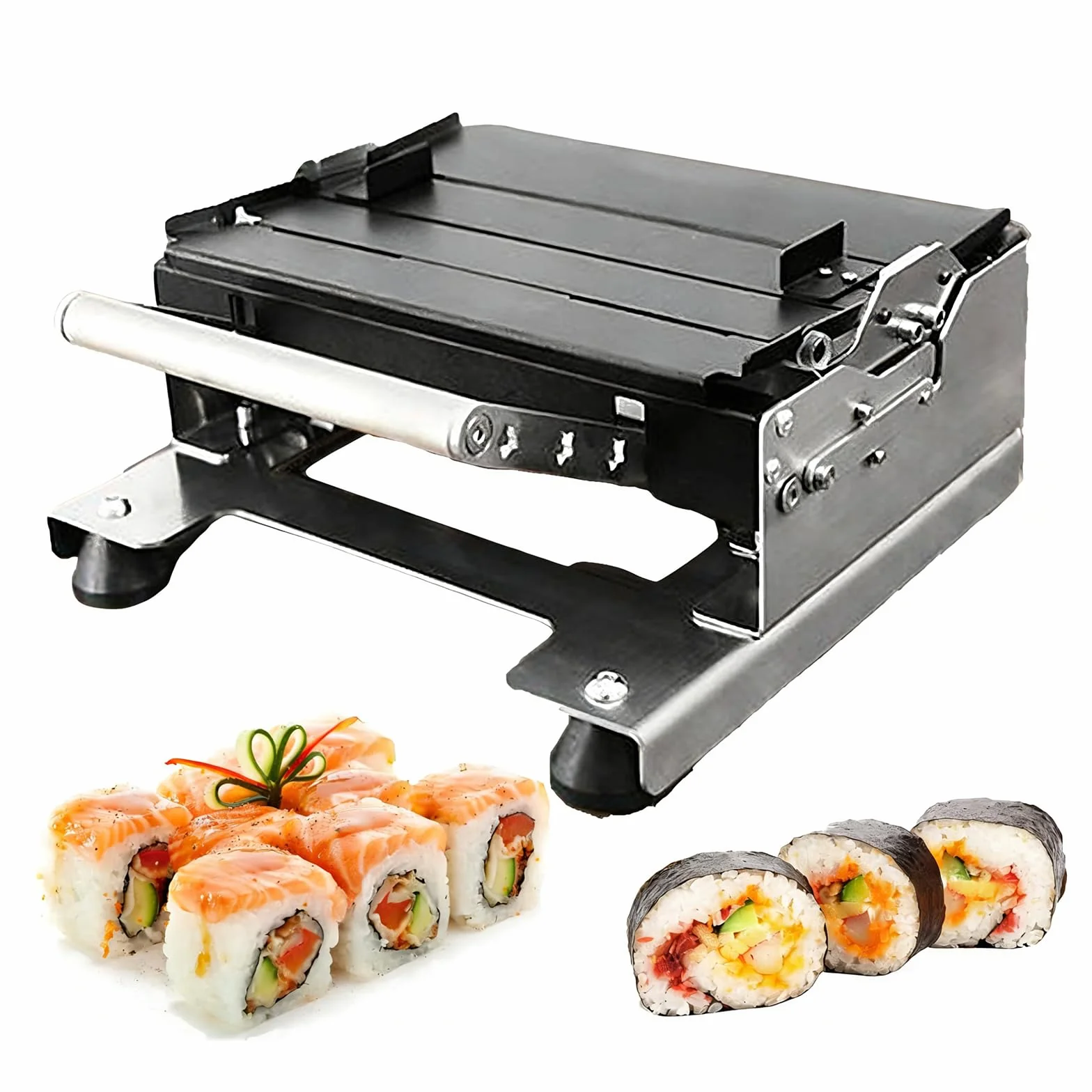 Ręczny zestaw rolek do sushi, zestaw do robienia sushi ze stali nierdzewnej do samodzielnego wykonania rolek sushi w domowych kuchniach i stołówkach, 25 * 25 * 190 mm