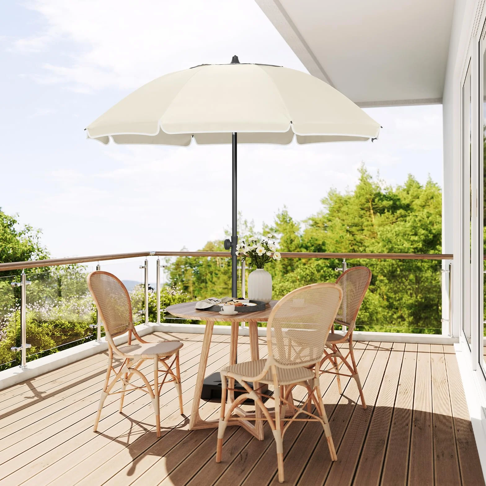 Laneetal Parasol plażowy φ135/155/175 cm, osłona przeciwsłoneczna z ochroną UV UPF 50+, regulacja wysokości i nachylenia, przenośny z torbą, wentylowany okrągły parasol do balkonu/ogrodu/plaży