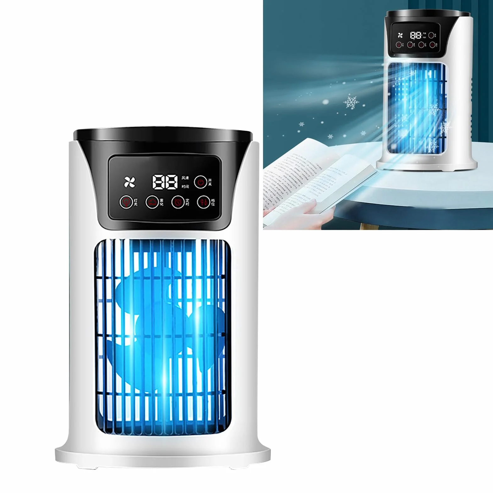 Acouto Wentylator Klimatyzacji w Sprayu Wentylator Klimatyzacji w Sprayu, Plastikowa Chłodnica Powietrza na Biurko USB z 6 Prędkościami Wiatru, 6-godzinny Czas dla Domu, Kempingu i Pieszych Wędrówek