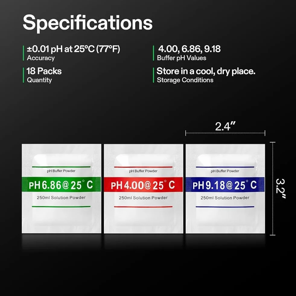 PH 6,86/4,00/9,18, proszek buforowy PH do precyzyjnej i łatwej kalibracji testera pH, 18