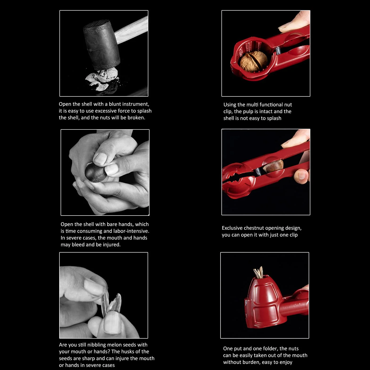 Protable Dziadek do Orzechów Klip Kasztanowy, Aluminium Red Chestnut Cutter Tool Otwieracz do Orzechów Pistacjowych Orzechów Macadamia Wielofunkcyjny Dziadek Do Orzechów