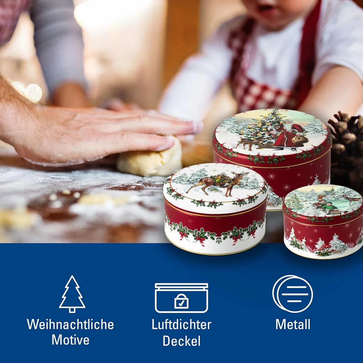 Villeroy & Boch Zimowy Kolaż Puszka na Ciastka, Wielokolorowy, 3 Elementy