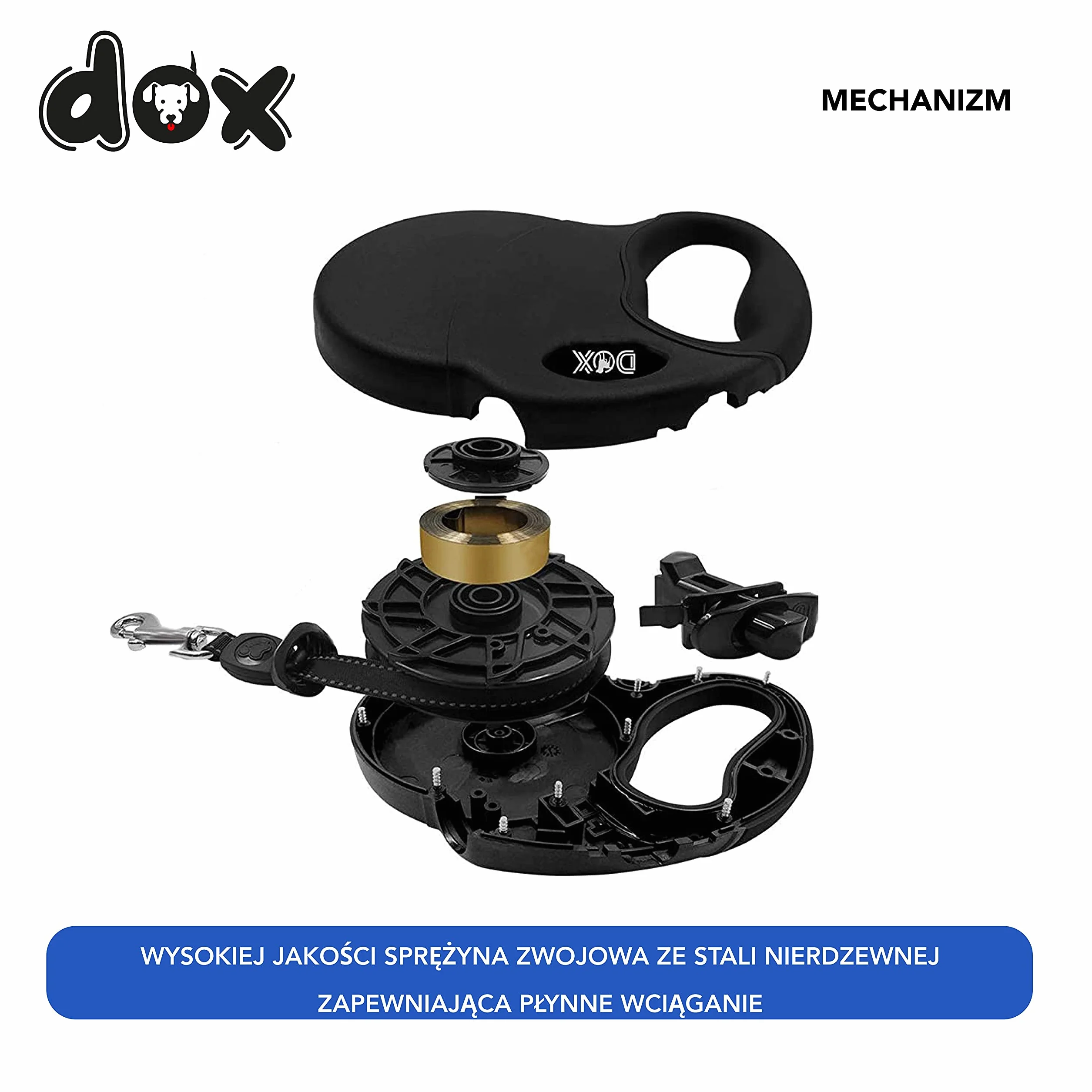 Wysuwana smycz dla psa Break & Lock odblaskowa nylonowa XS czarna