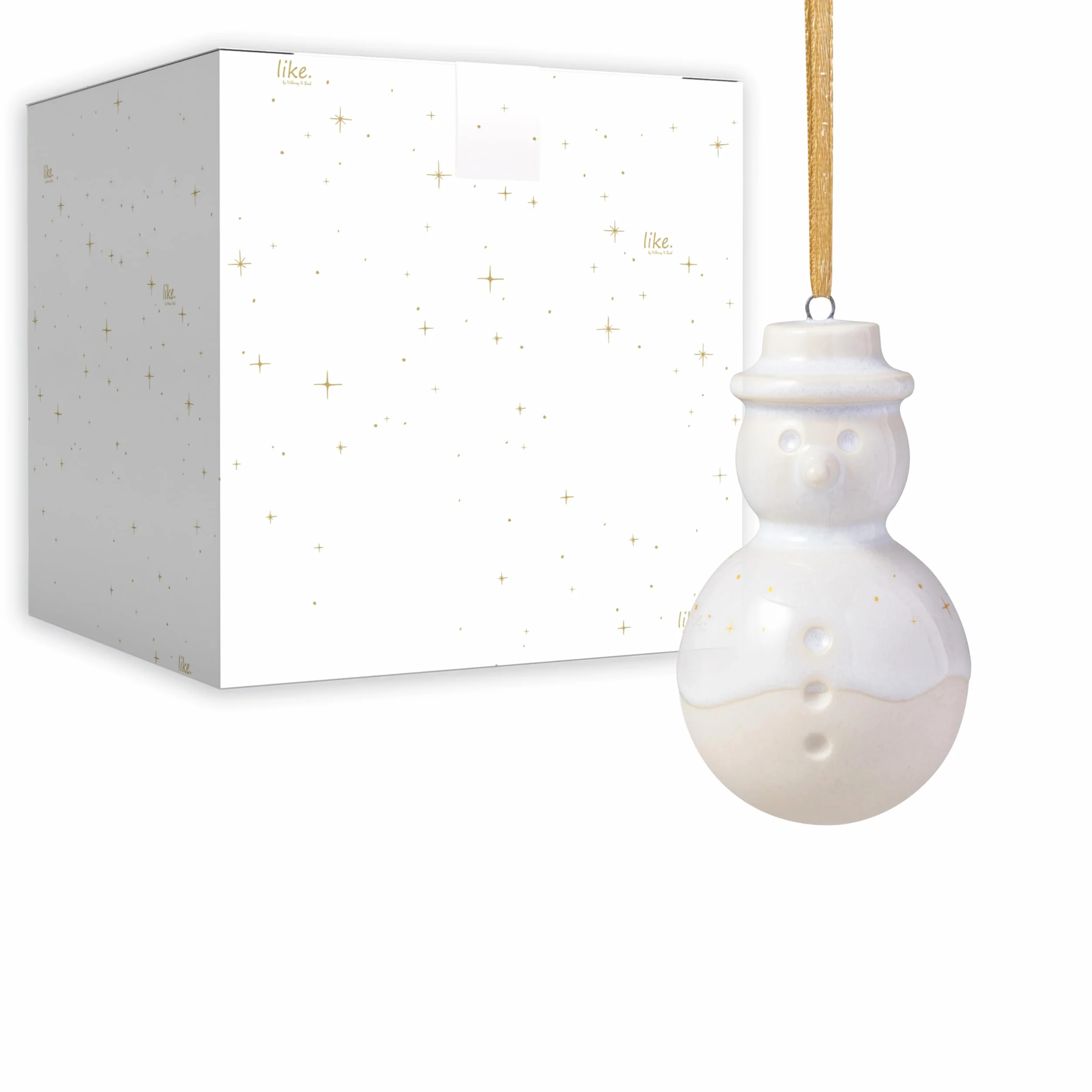 like. by Villeroy & Boch – Winter Glow ozdoba bałwanek, dekoracja świąteczna z porcelany Premium, ozdoba choinkowa, 4,5 x 4,5 x 8 cm
