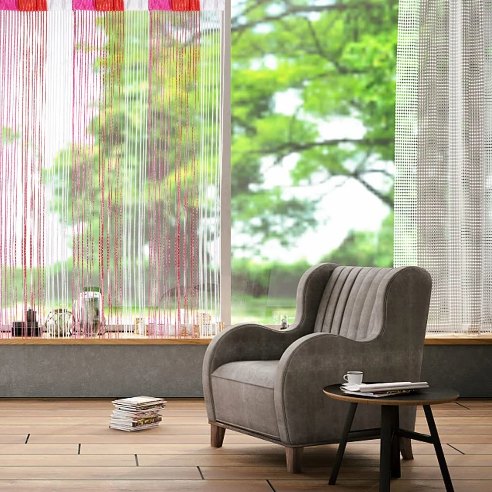 Vidillo Zasłona sznurkowa, brokatowa, biała, 100 x 200 cm, zasłona ścienna, dekoracja okna wystawowego, dekoracyjna zasłona działowa, ochrona przed owadami, na wesele, do kawiarni, restauracji