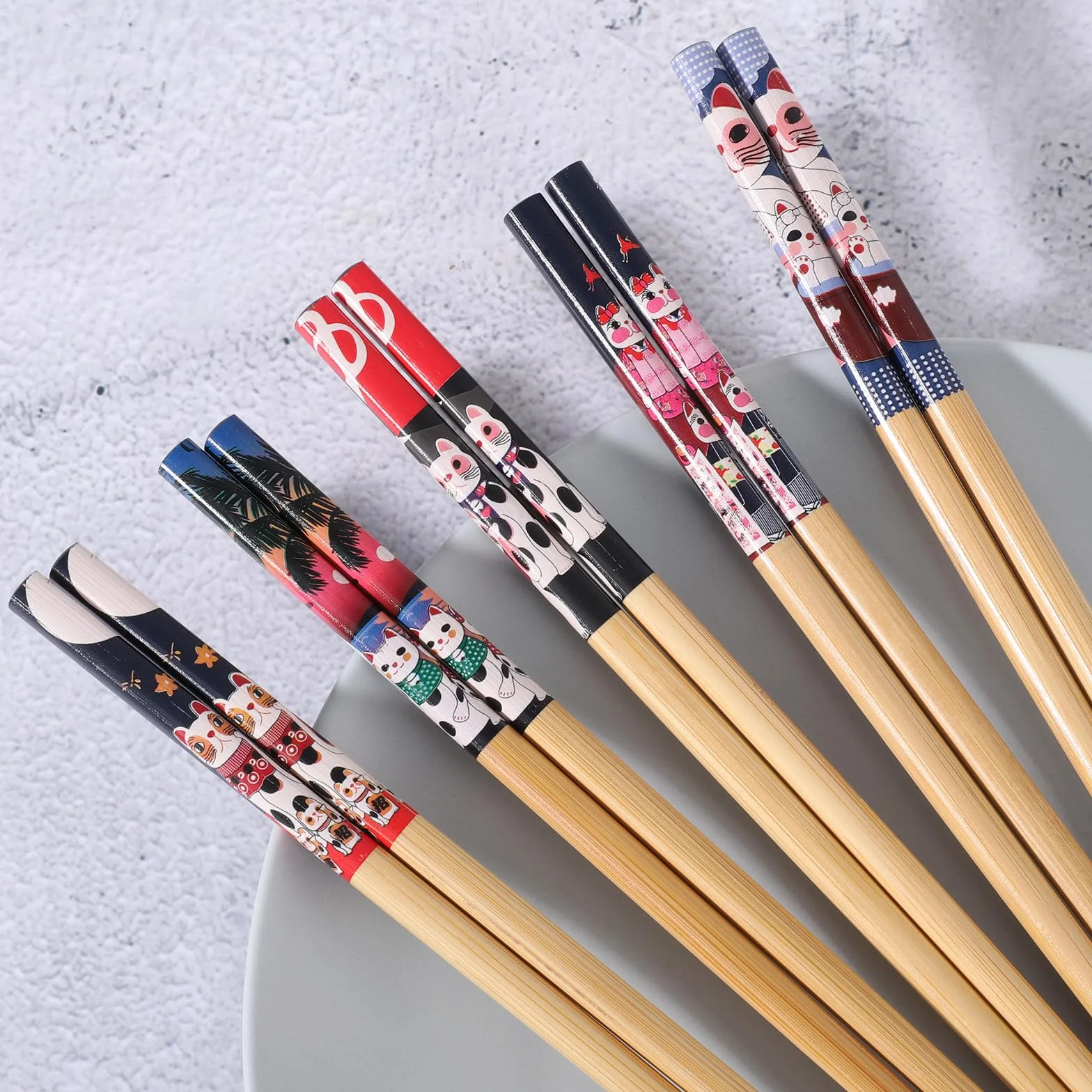 5 par pałeczek drewnianych, pałeczek do sushi wielokrotnego użytku do makaronu ramenowego