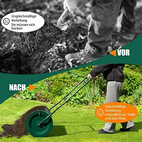 FANTASK Rozsiewacz kompostowy 80 l, rozsiewacz torfowy z uchwytem U, rozsiewacz nawozów do trawnika, ogrodu, do nawozów i sadzonek