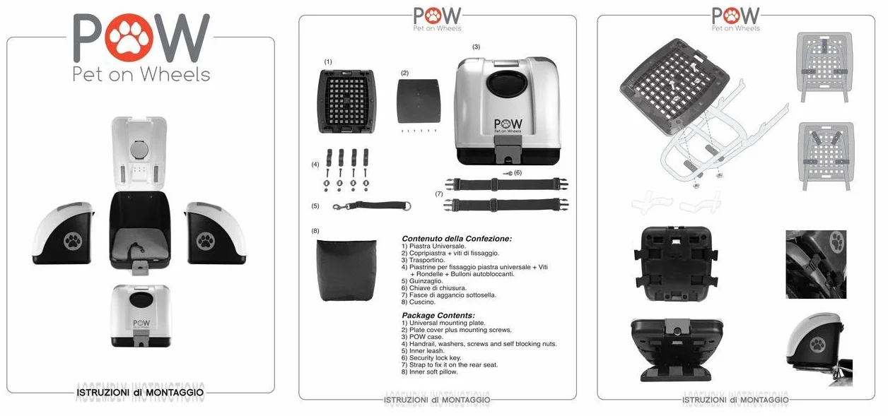 Pow Pet on Wheels 8050534800043 pojemnik sportowy dla psów, rozmiar uniwersalny, czarny/biały/czarny