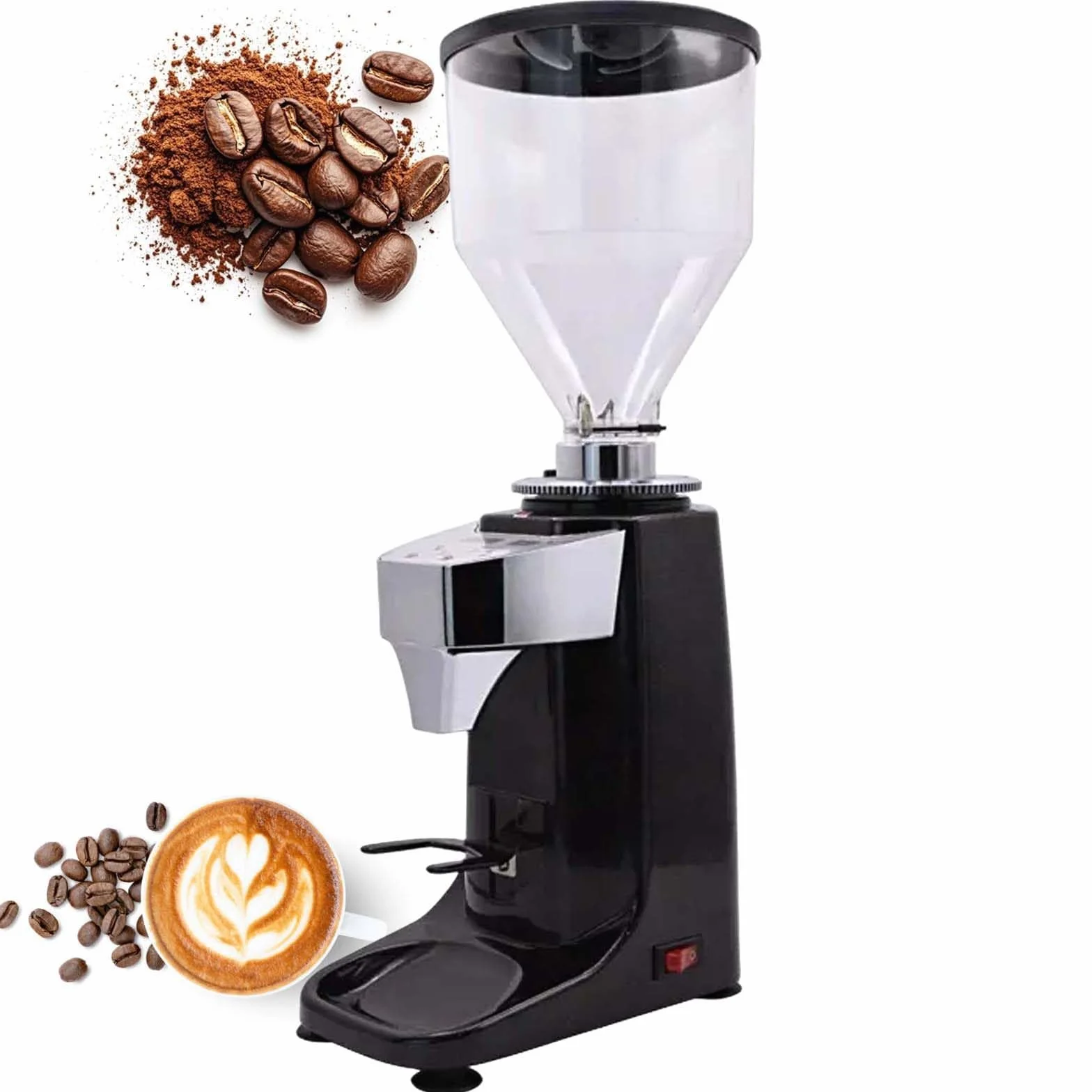 Elektryczny młynek do kawy, tarcza mieląca ze stali nierdzewnej, profesjonalny młynek do kawy espresso o pojemności 1,5 l (czarny)
