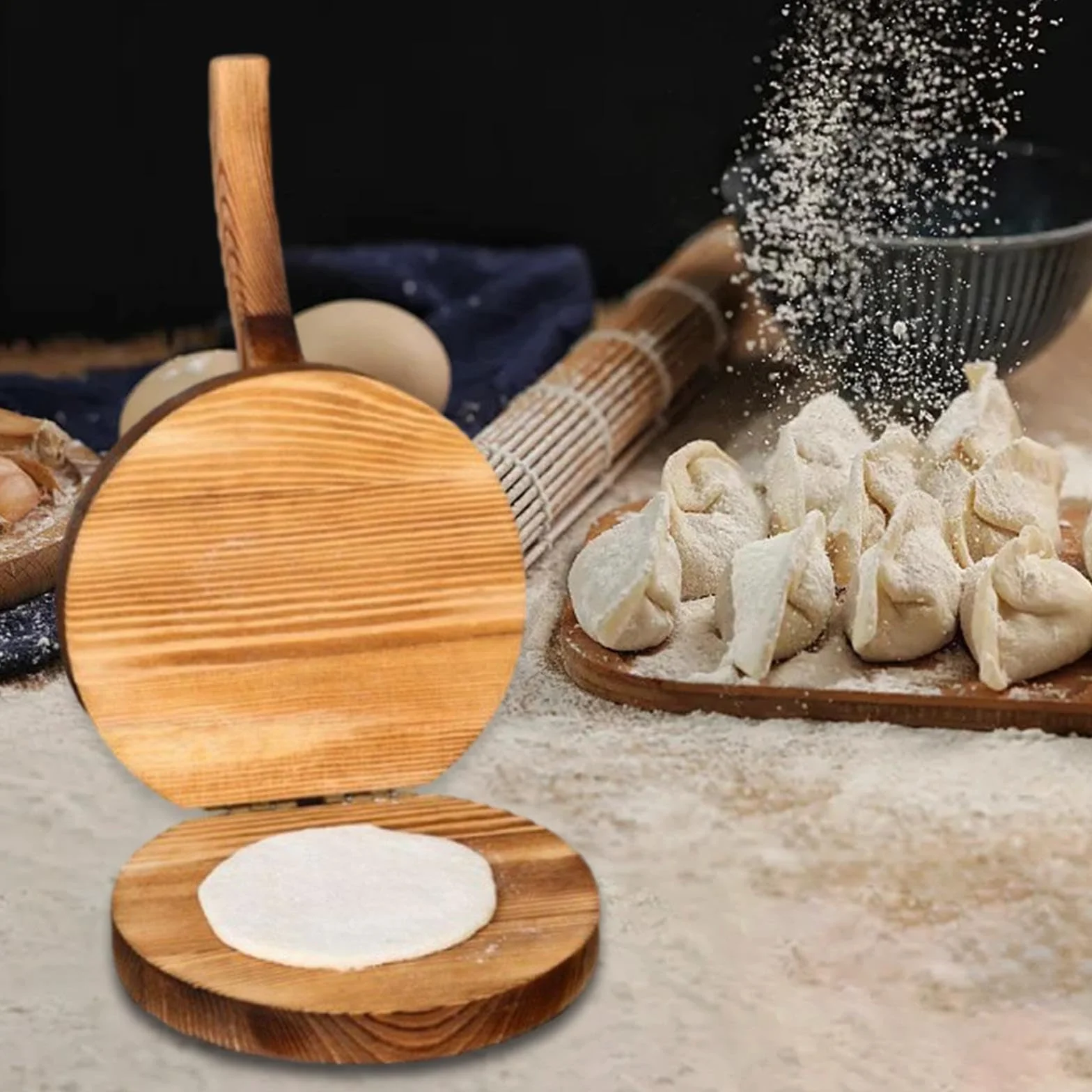 pistro 15 cm drewniana praska do tortilli Roti Maker Bio Wood Tortilla Press Maker Ergonomiczna wielofunkcyjna prasa do ciasta do ravioli tortilli naleśników
