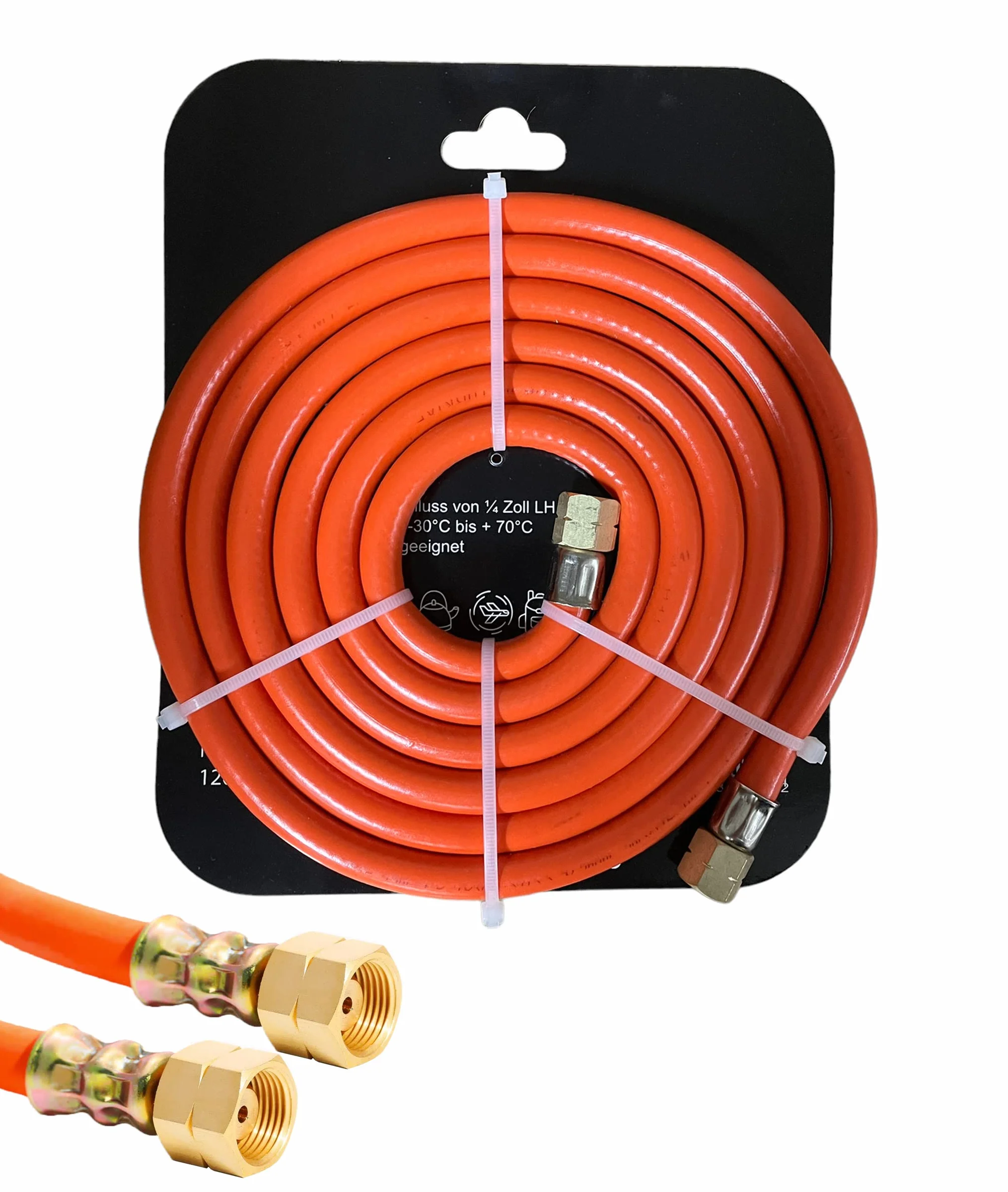 Wąż gazowy 250 cm lub 150 cm wąż kempingowy 2 x gwint lewy 1/4" | od -30°C do +70°C | nadaje się do propanu LPG butanu, PCW (250 cm)