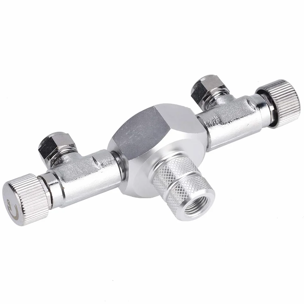 Zerodis Rozdzielacz CO2 Do Akwarium 2-Drogowy Precyzyjny Zawór Iglicowy Magnetyczny Regulator Stop Aluminium Stal Nierdzewna