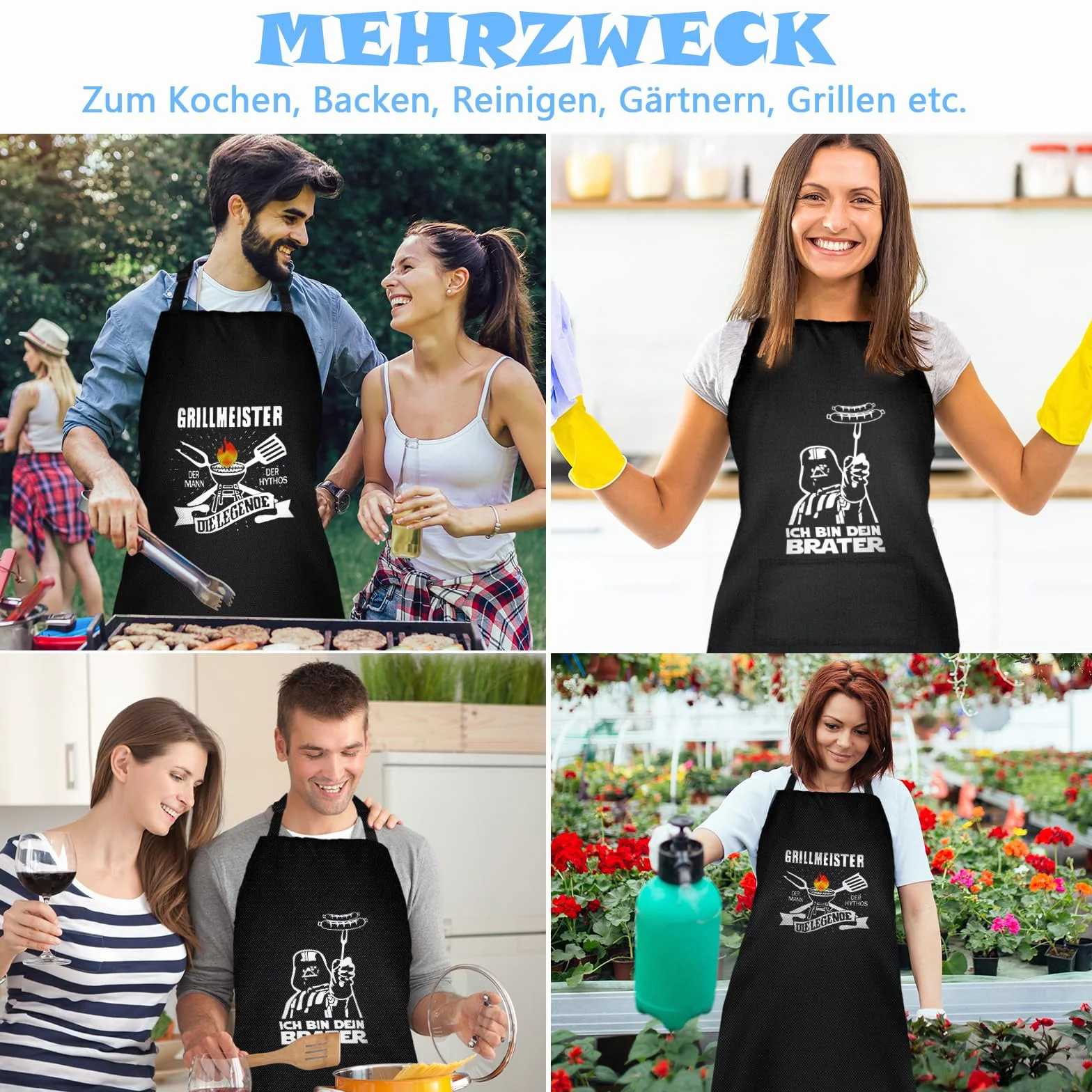 GOTRUST Fartuch do grillowania, męski, wodoszczelny, regulowany, z podwójną kieszenią, prezent dla szefa kuchni, męża, na Dzień Ojca, 60.5*87.5 cm