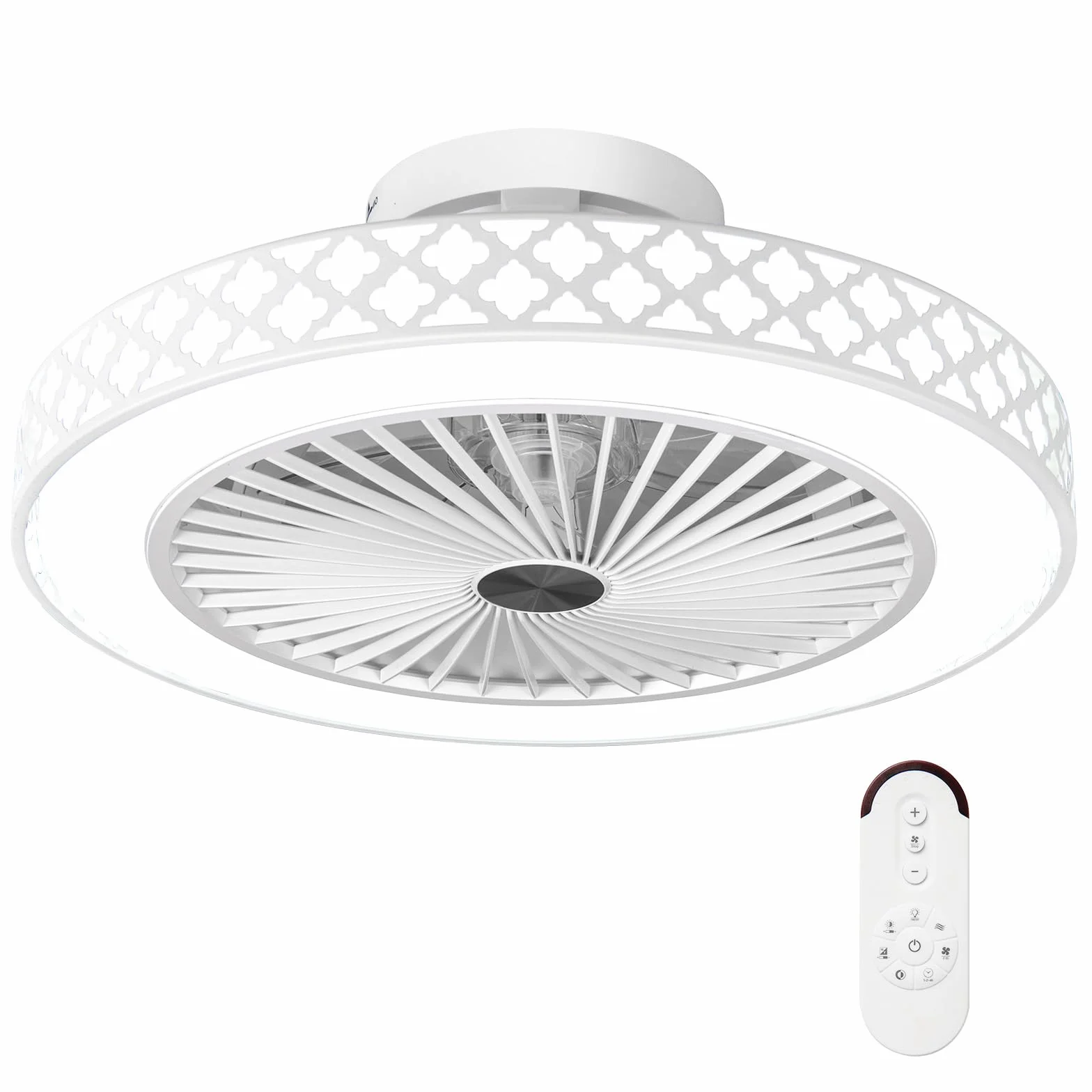 COSTWAY średnica 48 cm wentylator sufitowy z oświetleniem, odwracalny wentylator, LED lampa sufitowa 3000-6500K przyciemniana, 6 prędkości wiatraku & 4H Timer, odwracalny wentylator z pilotem zdalnego