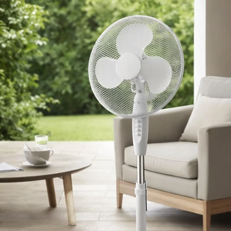 wonderlamp - Wentylator stojący Luno, 3 prędkości, 40 W, głowica oscylacyjna, zdejmowana kratka, biała