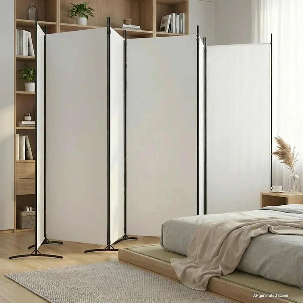 vidaXL Parawan 6-panelowy, biały, 520x180 cm, tkanina
