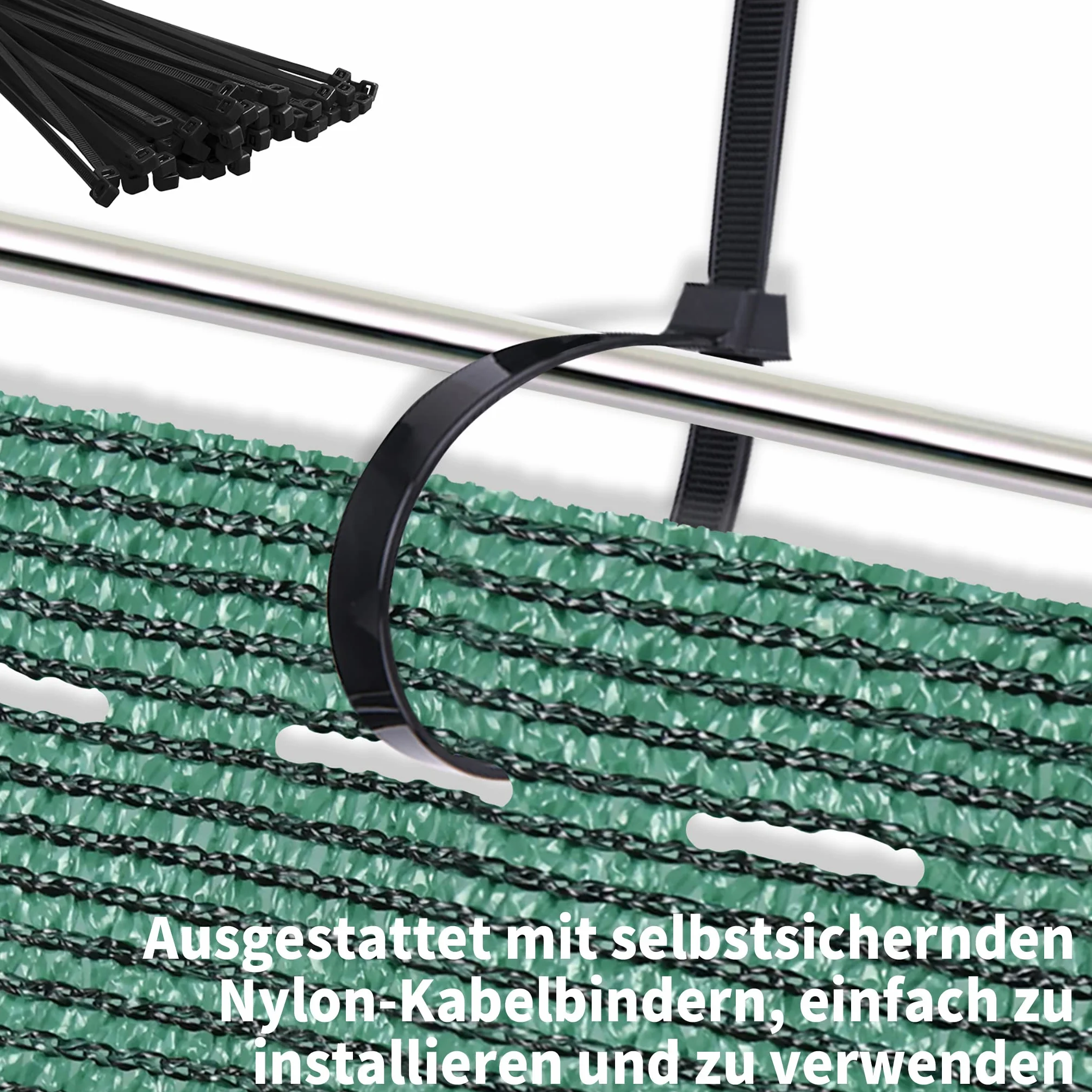 Aufun 1,5 x 10 m, ochrona przed wiatrem, osłona ogrodzenia, ochrona przed słońcem, siatka zacieniająca, osłona tenisowa z HDPE 150 g/m², tkanina zacieniająca do ogrodu, na balkon, ciemnozielona