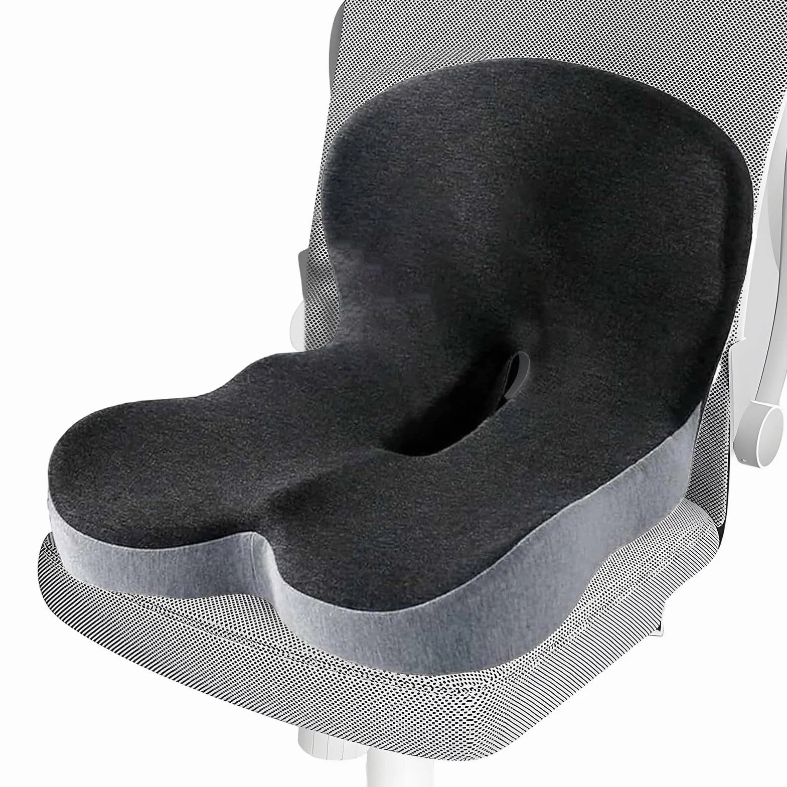 Back and Seat Cushion, Memory Foam Chair, Integrated Lumbar Support, Orthopedic Tailbone Mat, Ergonomic Sitting Comfort for Women Men Elderly Adults Dorm Room Truck